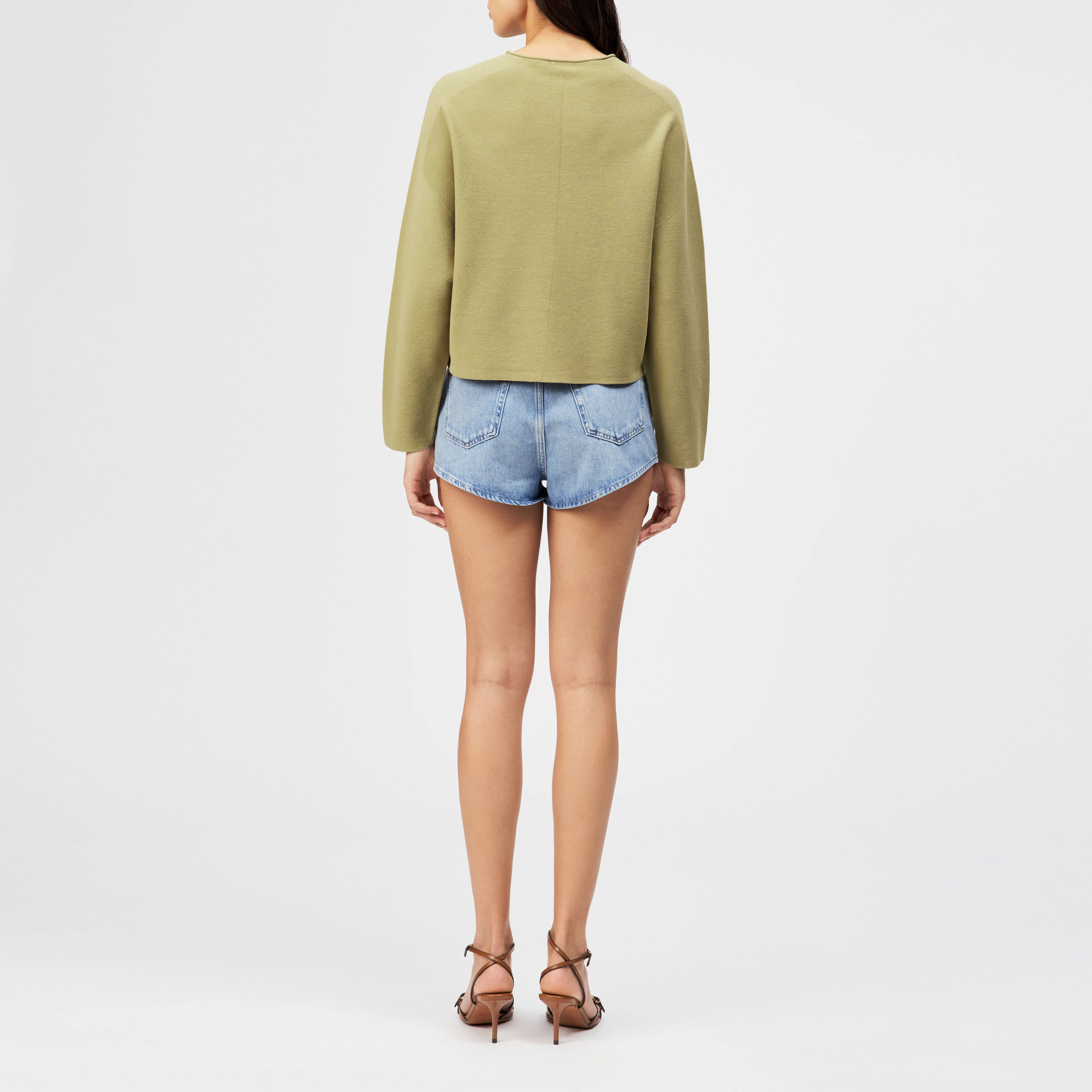 MEAMI - Cropped egg-shape pullover in pure cotton - women - brown - Rückansicht