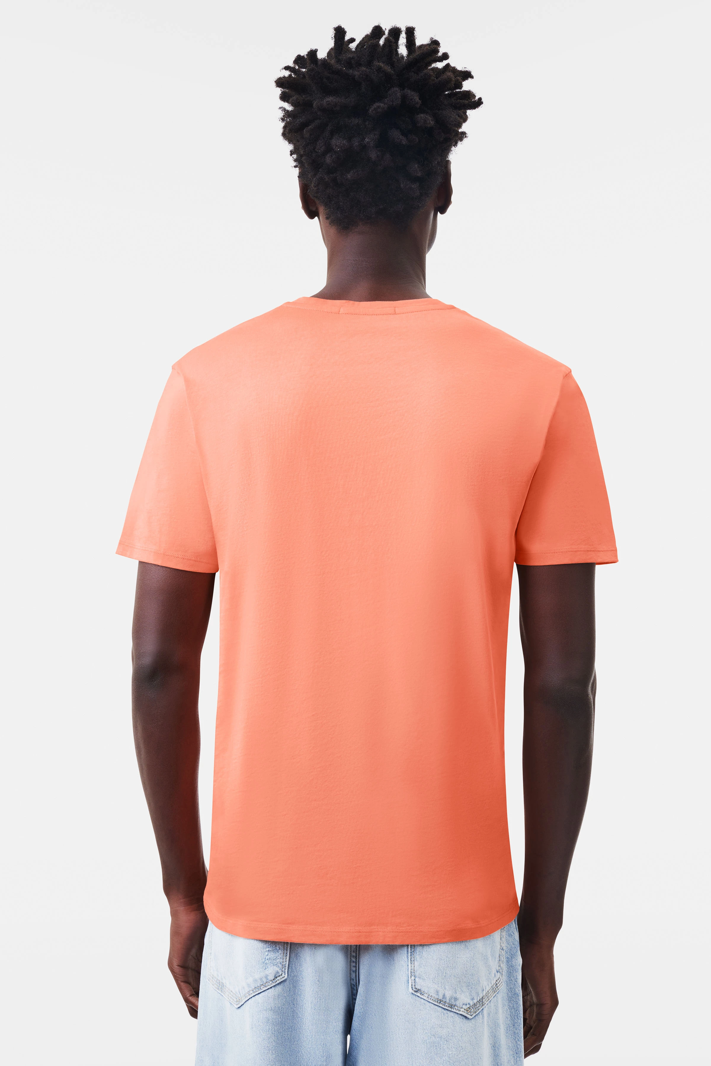 QUENTIN - V-Neck T-Shirt in cleaner Baumwolle - Herren - orange - Rückansicht