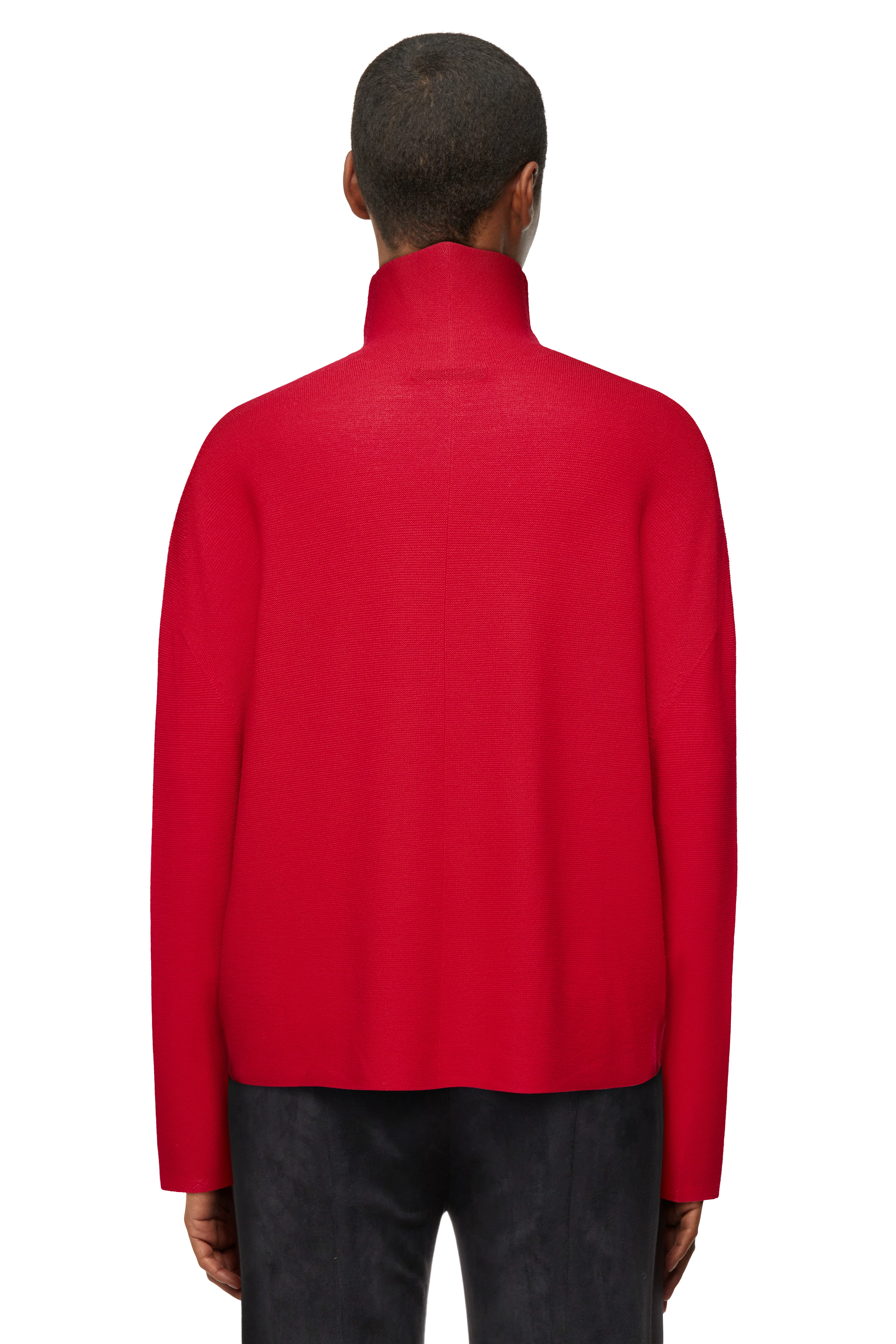 LIORA - Egg-Shape Rollkragenpullover in 100% Merinowolle - Damen - rot - Rückansicht