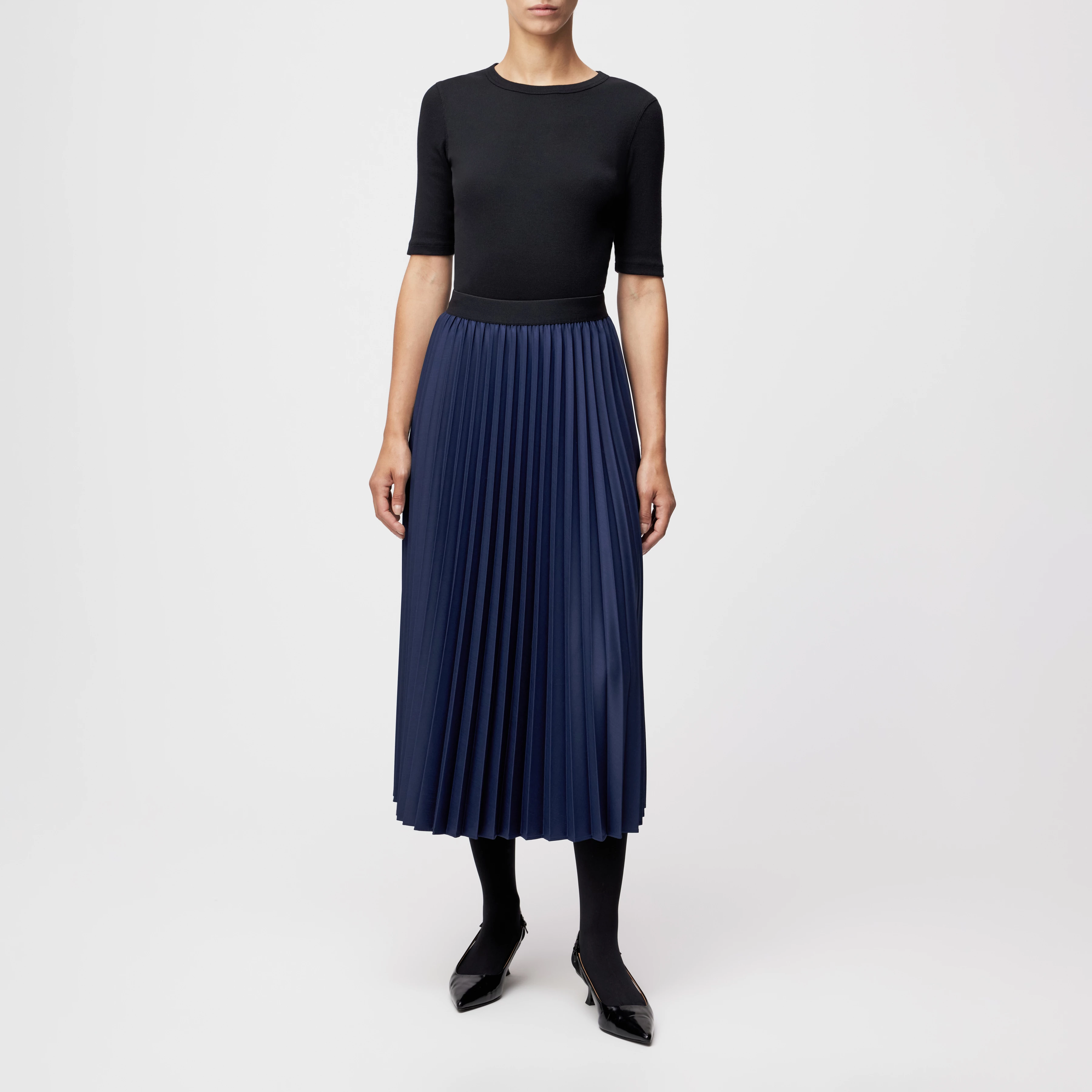 PATRECIA - Plissé rok van twill - dames - blauw - Ganzkörper-Frontansicht