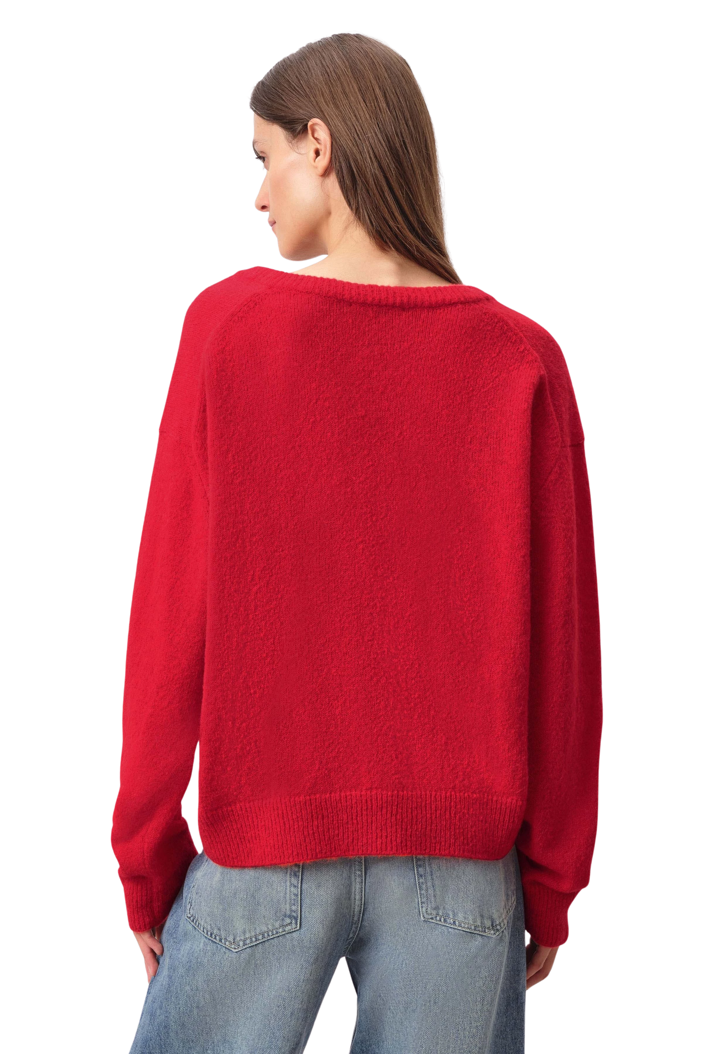 KARAJA - Pullover mit V-Ausschnitt in Alpaka-Woll Mix - Damen - rot - Rückansicht