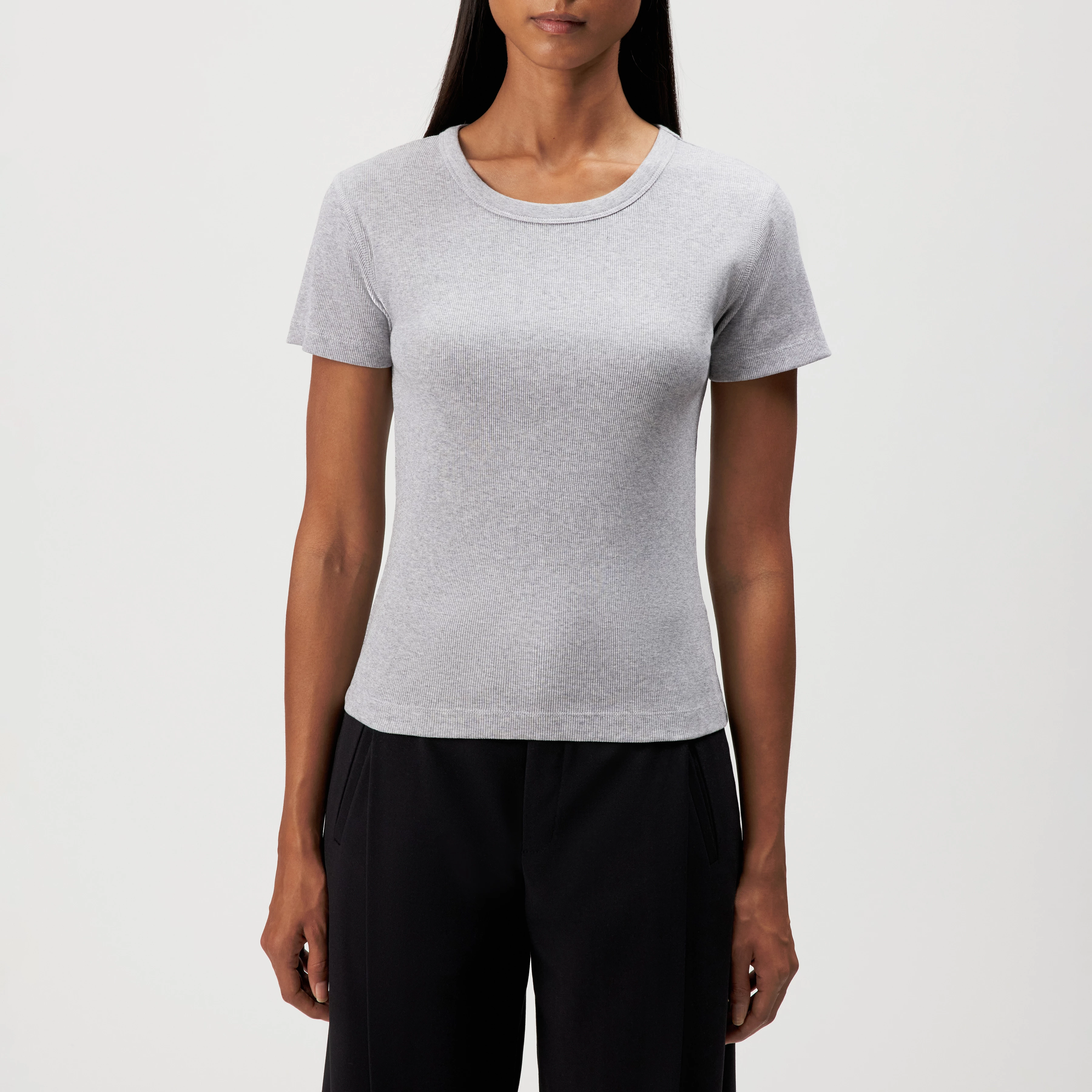 KOALE - Slim-fit T-shirt in pure cotton - women - grey - Frontansicht