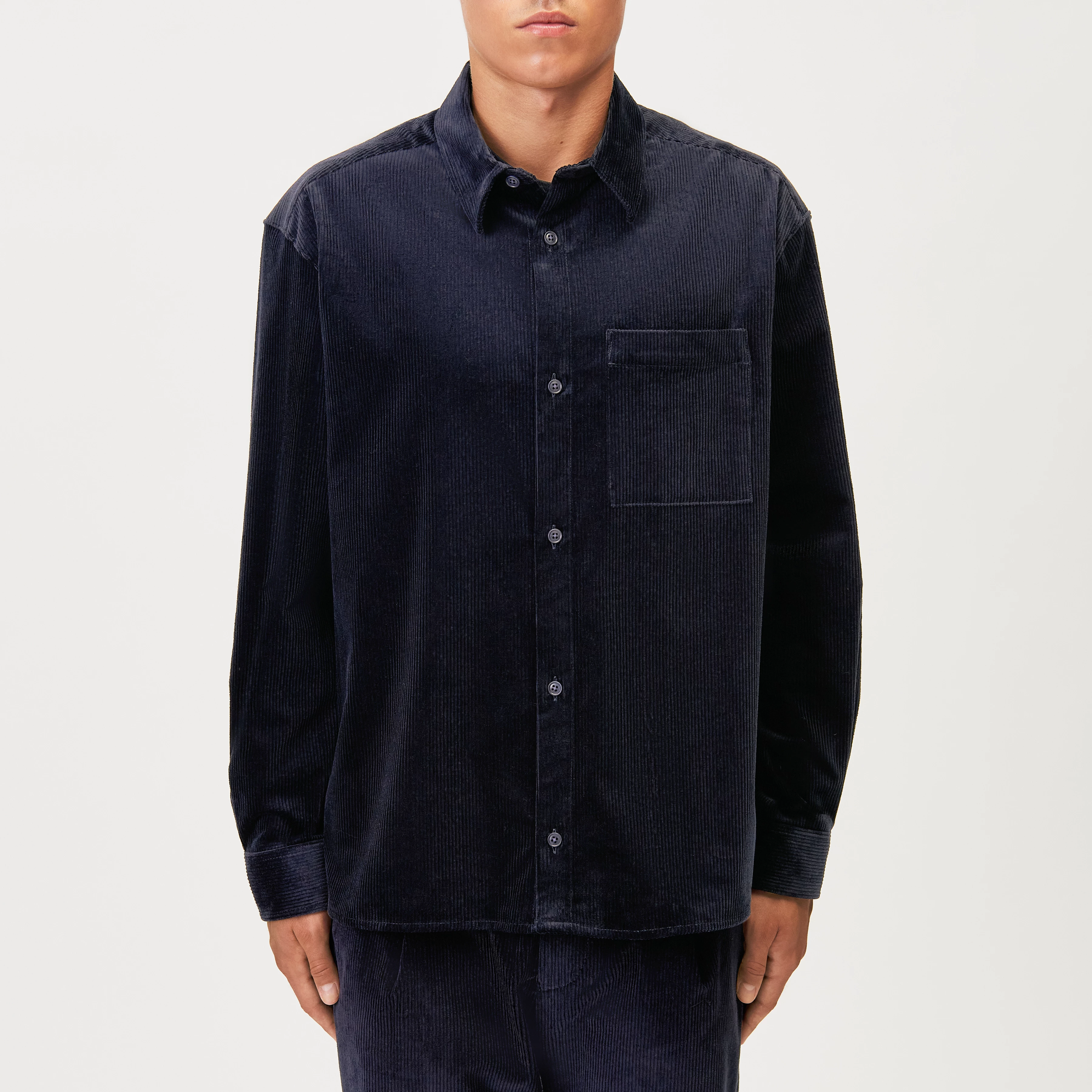 BAUNT - Regular Fit Hemd in Cord - Herren - blau - Frontansicht