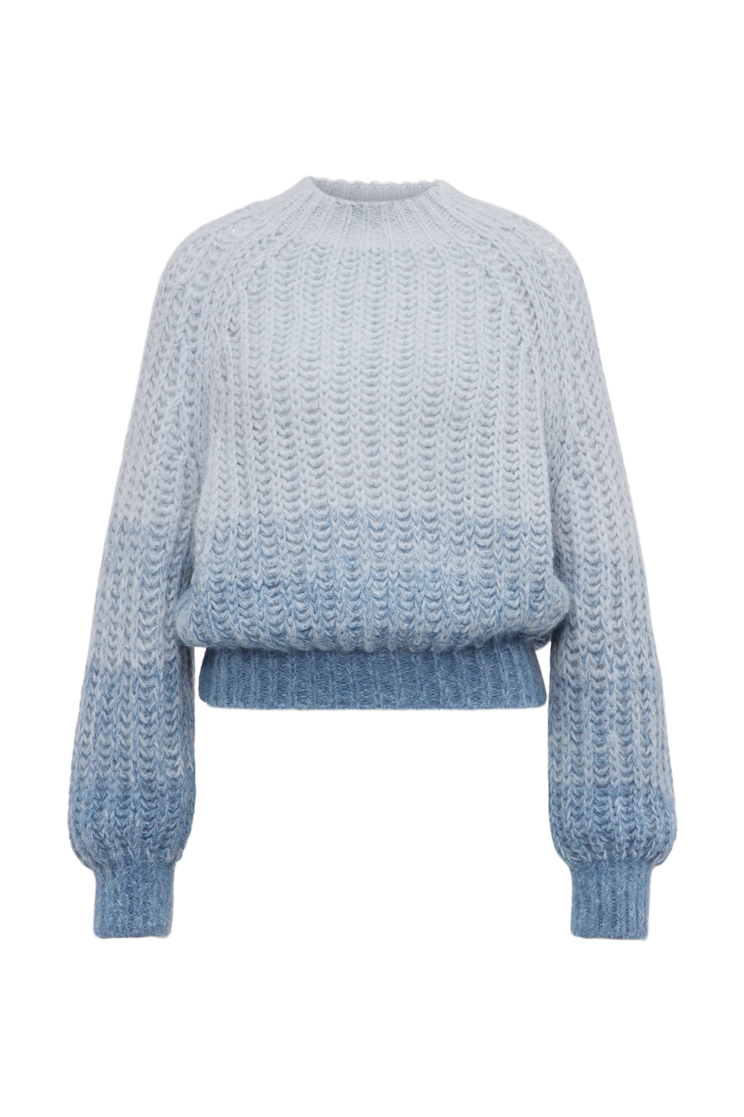 LARELYA - Sweater with balloon sleeves in luxurious Suri alpaca blend - women - blue - Freisteller Frontansicht