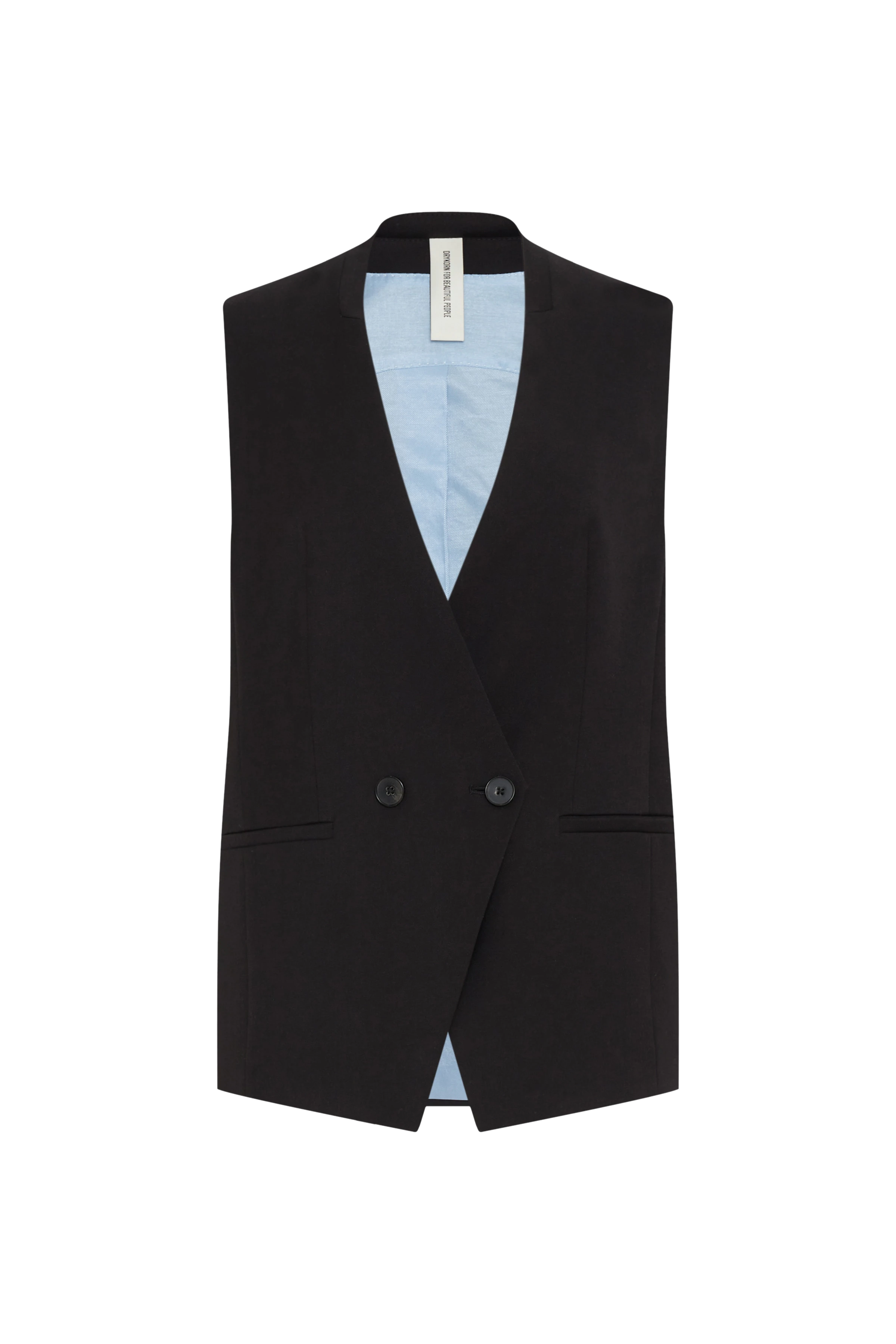 HEYFORD - Kurze Weste mit zweireihigem Verschluss in softem Flanell - Damen - schwarz - Freisteller Frontansicht