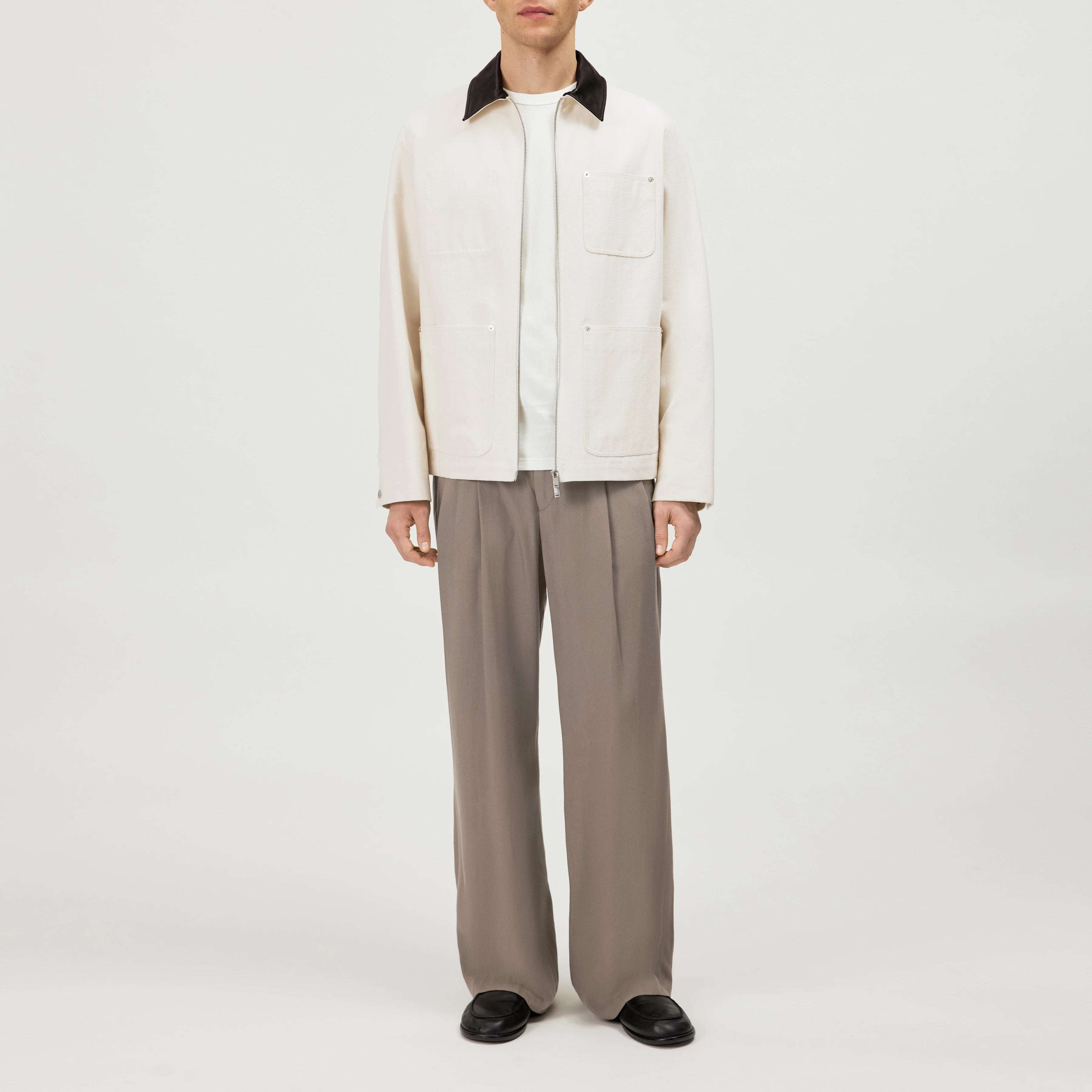 KALENO - Cotton-blend utility jacket. - men - off white - Ganzkörper-Frontansicht