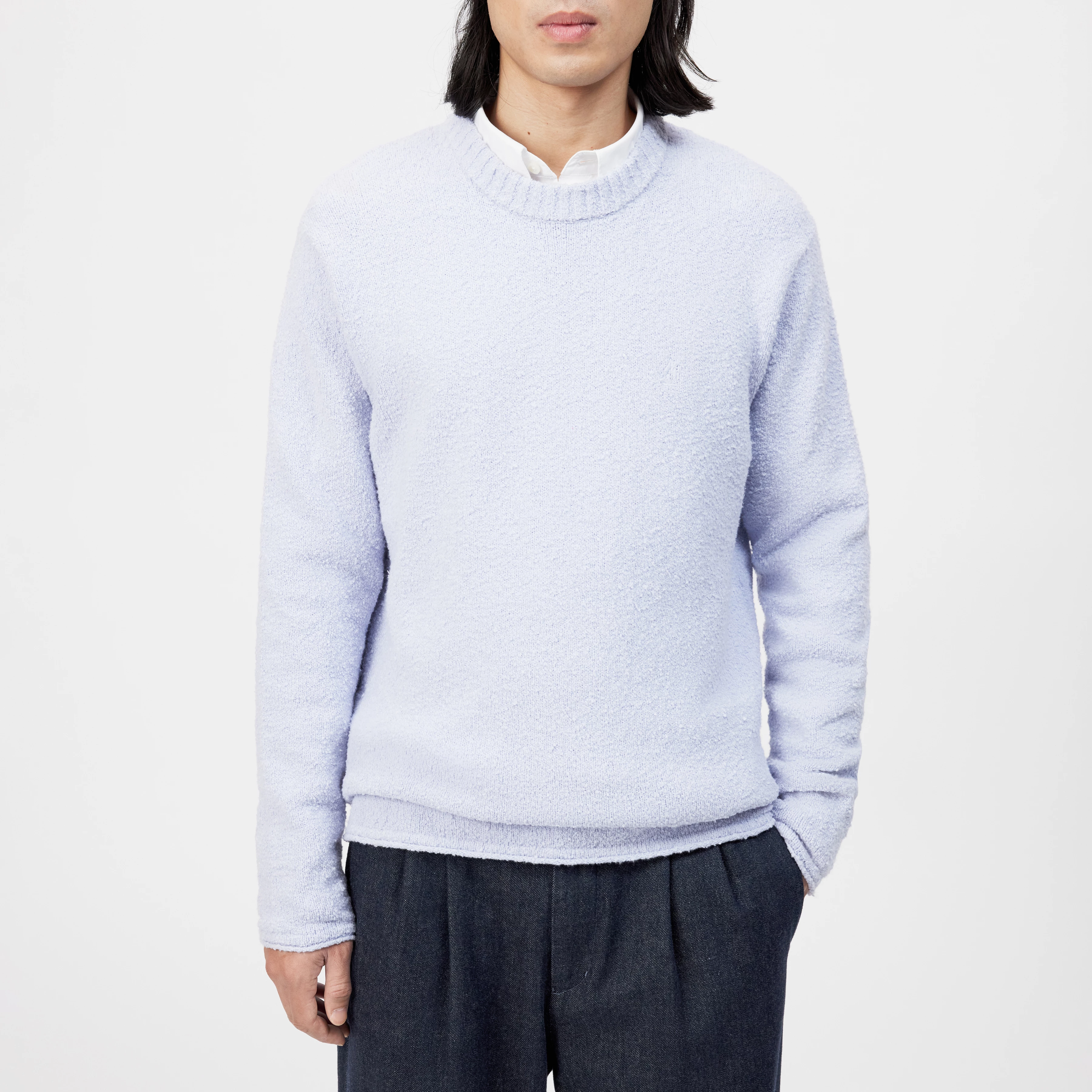 LEANDO - Rundhalspullover in Bouclé-Optik - Herren - lila - Frontansicht