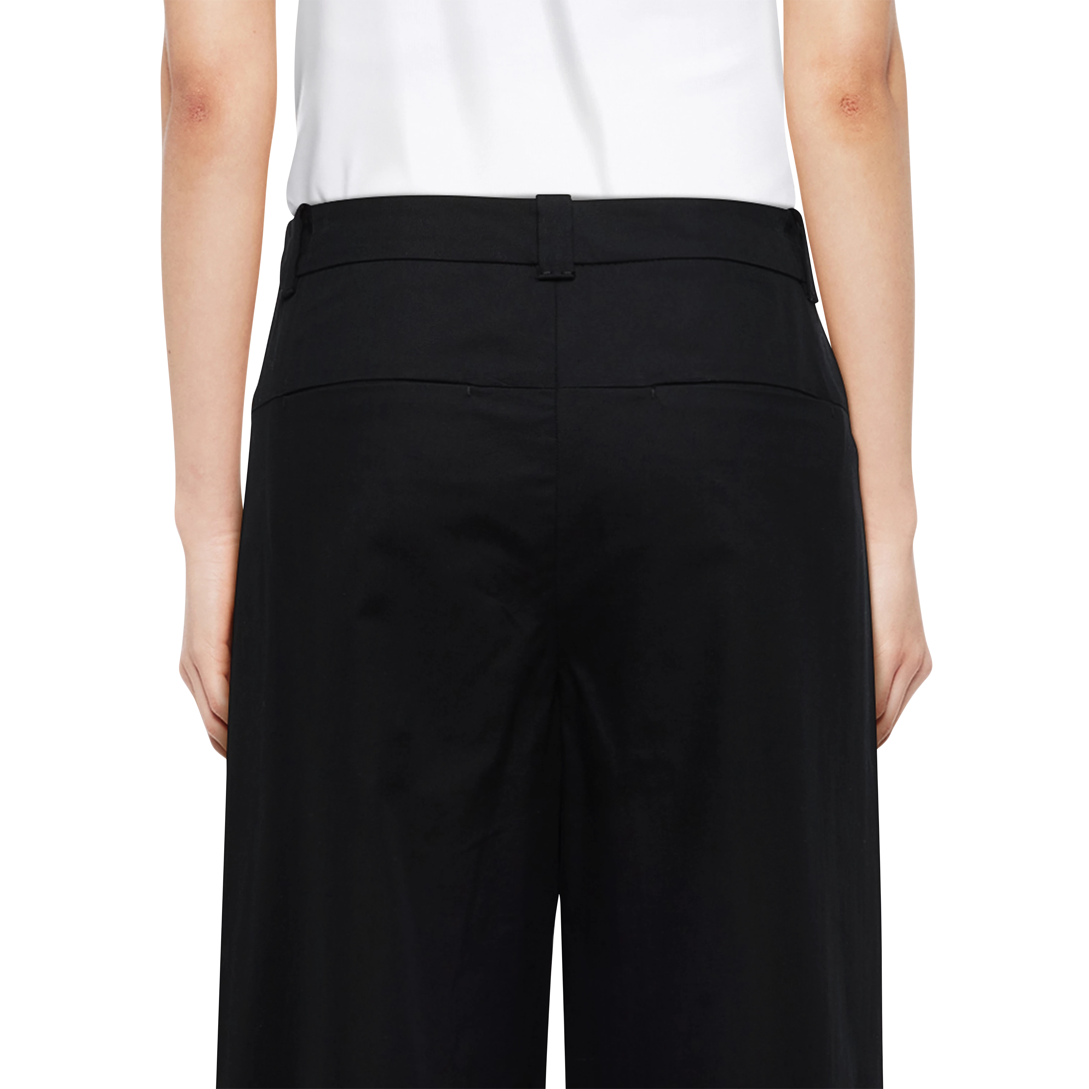 CRAWL - Pleated trousers in cotton-viscose twill - women - Natural Aluminium - Detailansicht am Model