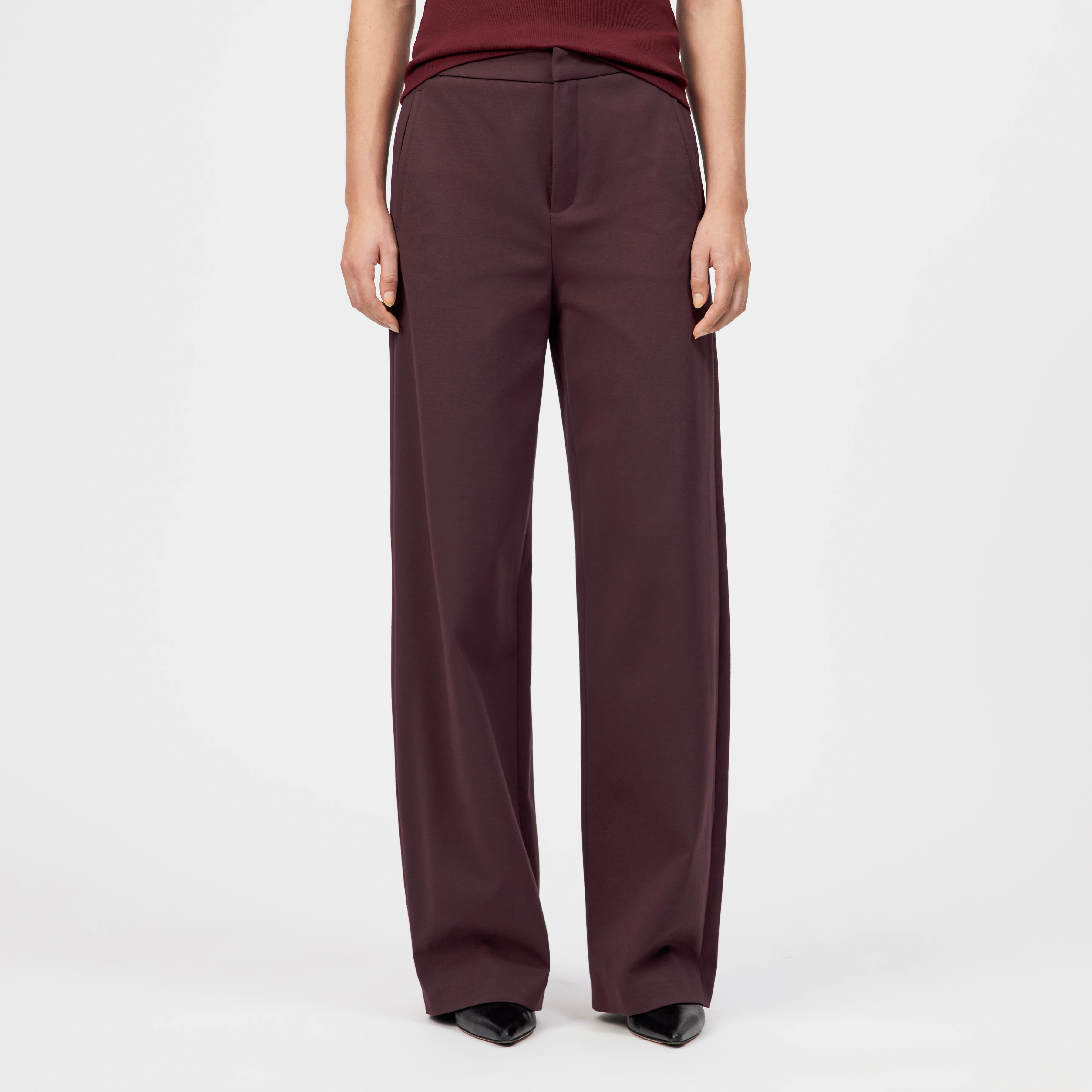 FAE_0 - Hose mit Barrel-Leg in Viskose-Mix - Damen - rot - Frontansicht