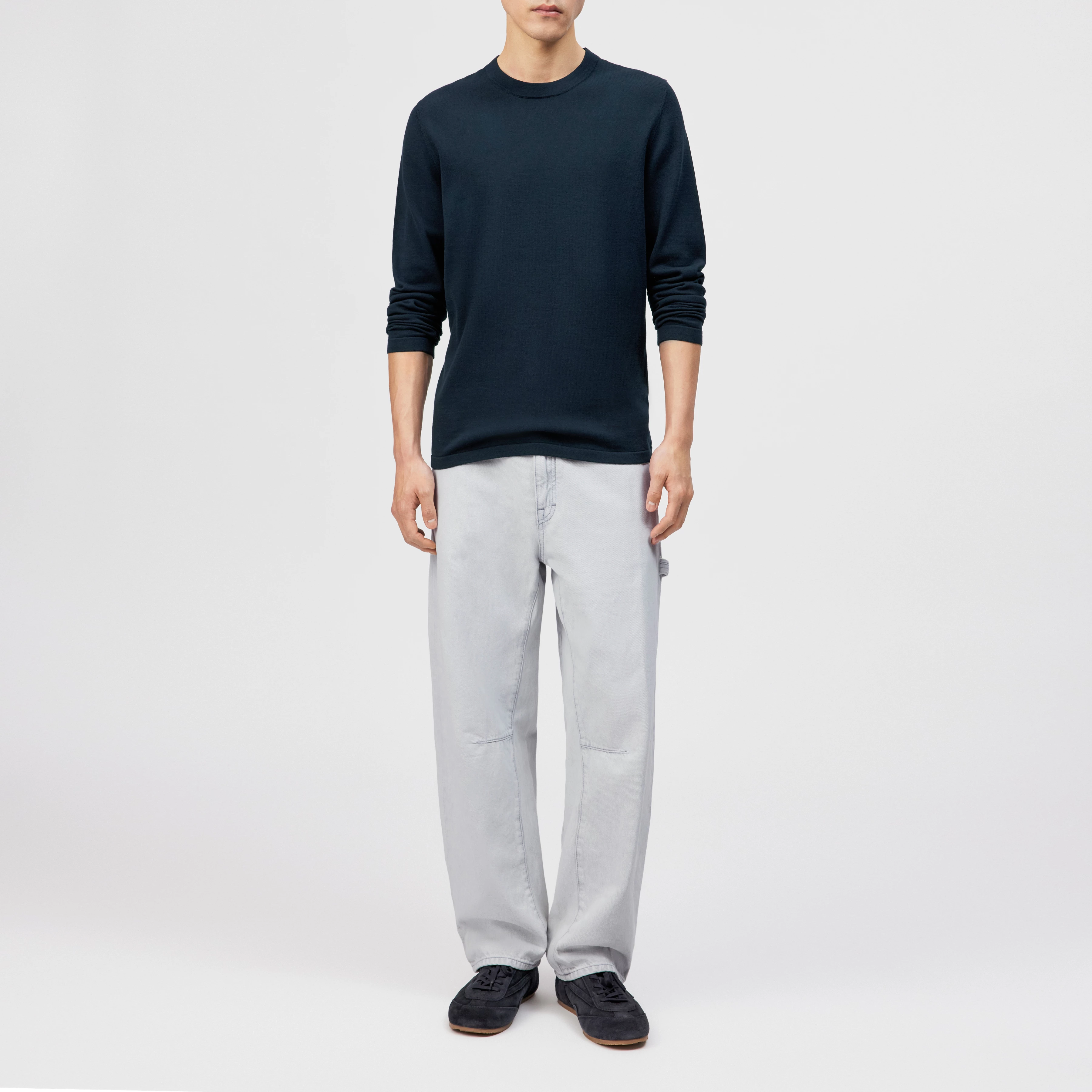 IRMINO - Long sleeve in pure cotton - men - blue - Ganzkörper-Frontansicht
