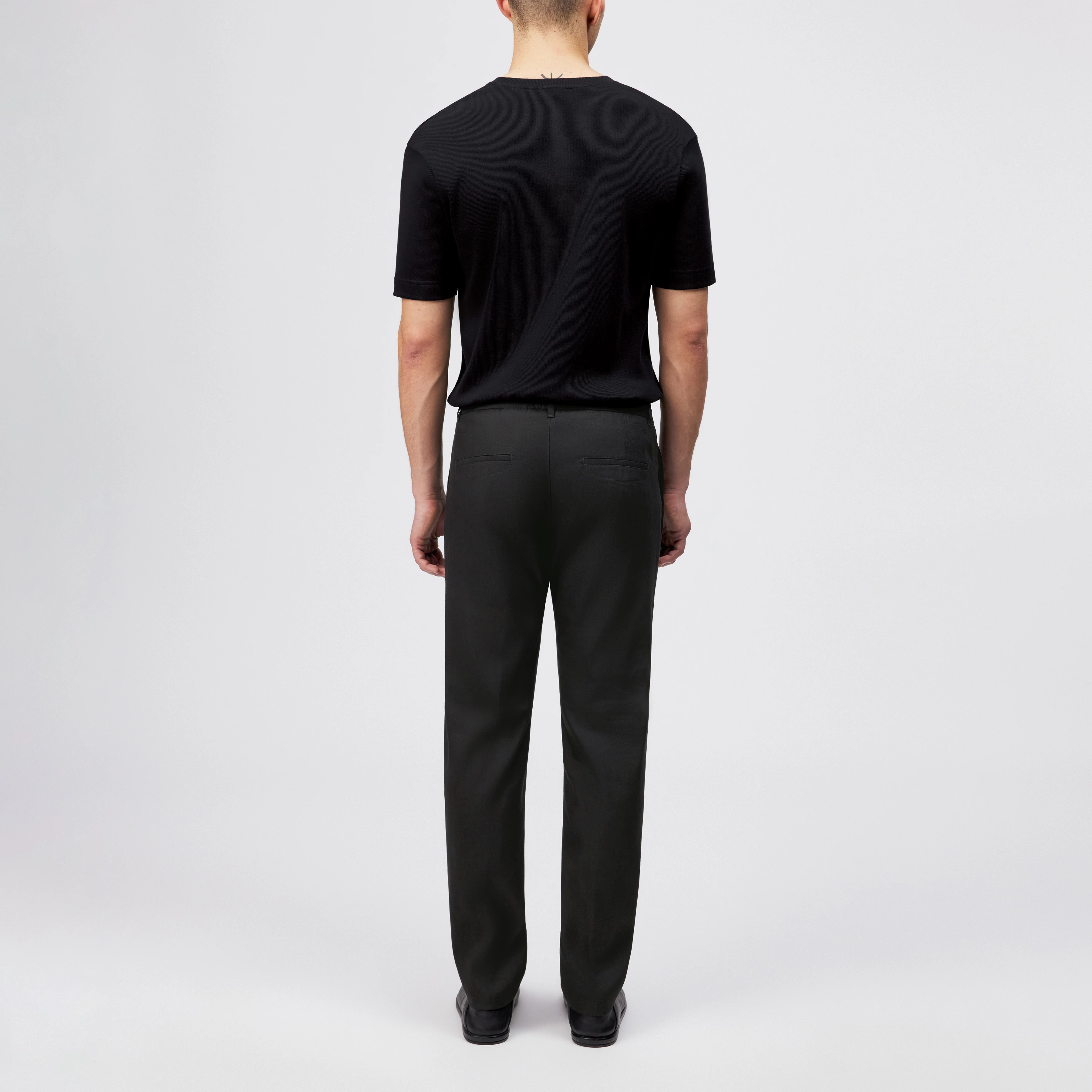 DEGER - Joggingbukser med snøre i hørmix - men - sort - Rückansicht