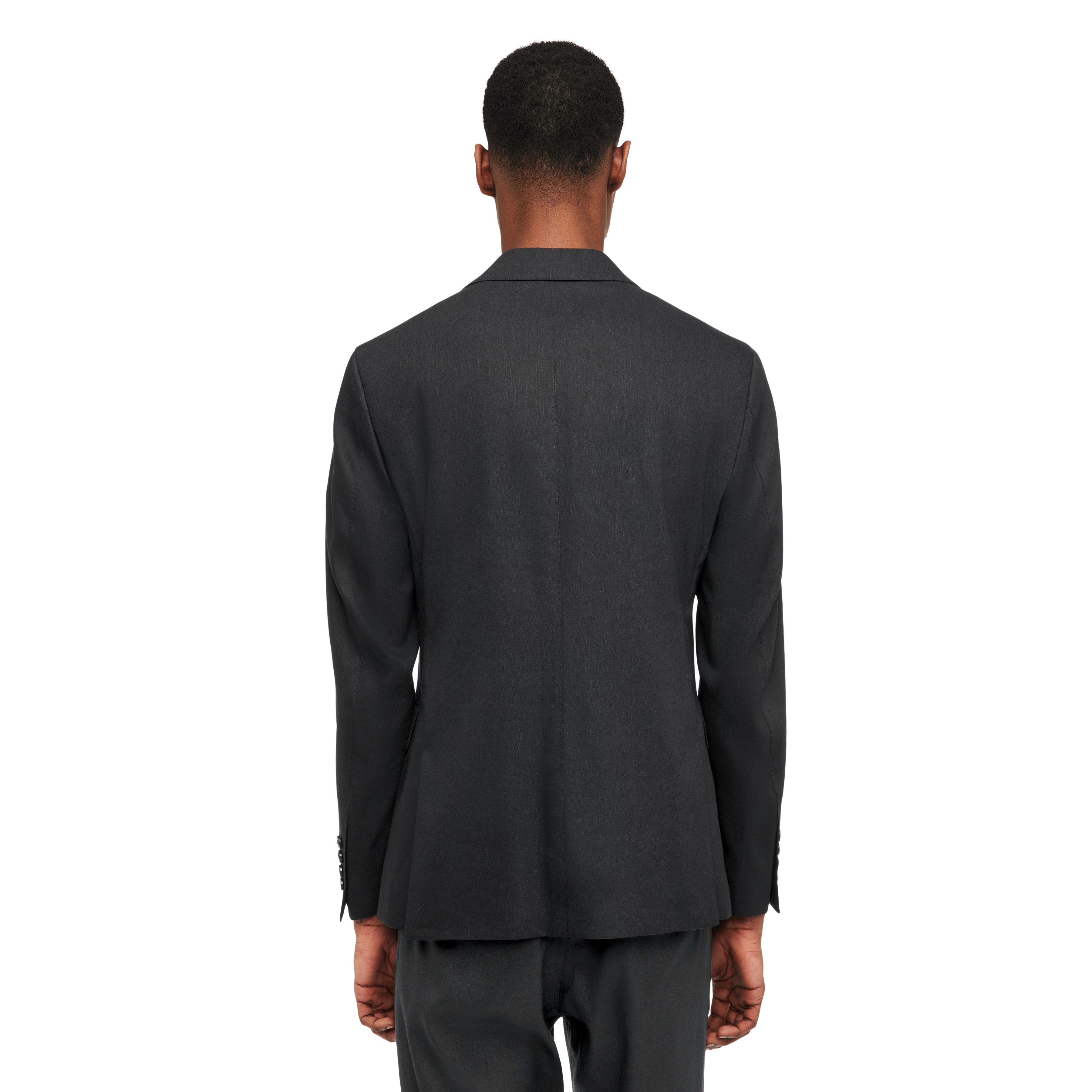 YAMES - Einreihiges Sakko in Leinen-Mix - Herren - schwarz - Rückansicht