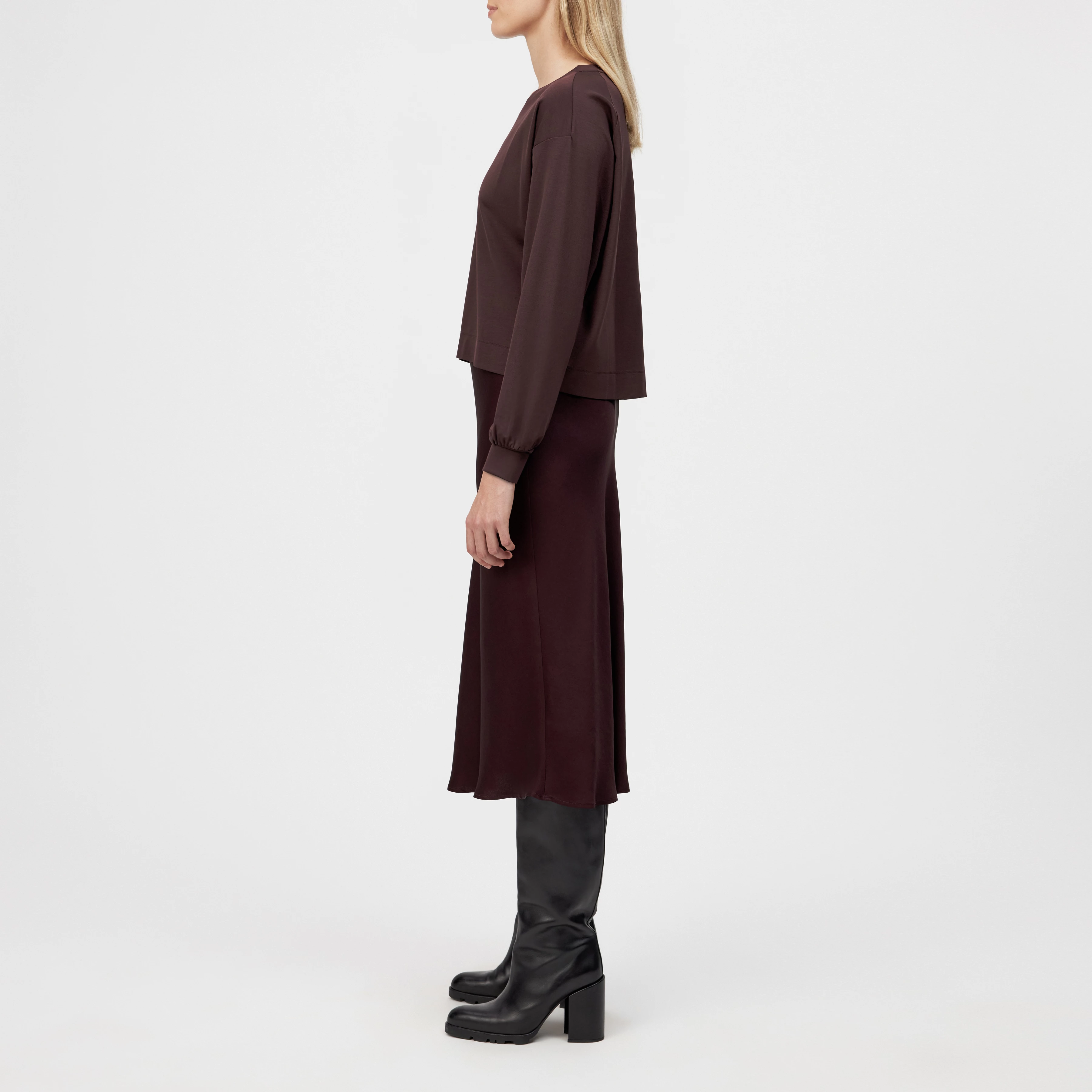 KELANE - Loose-fitting long-sleeved top in lyocell blend - women - red - Seitenansicht