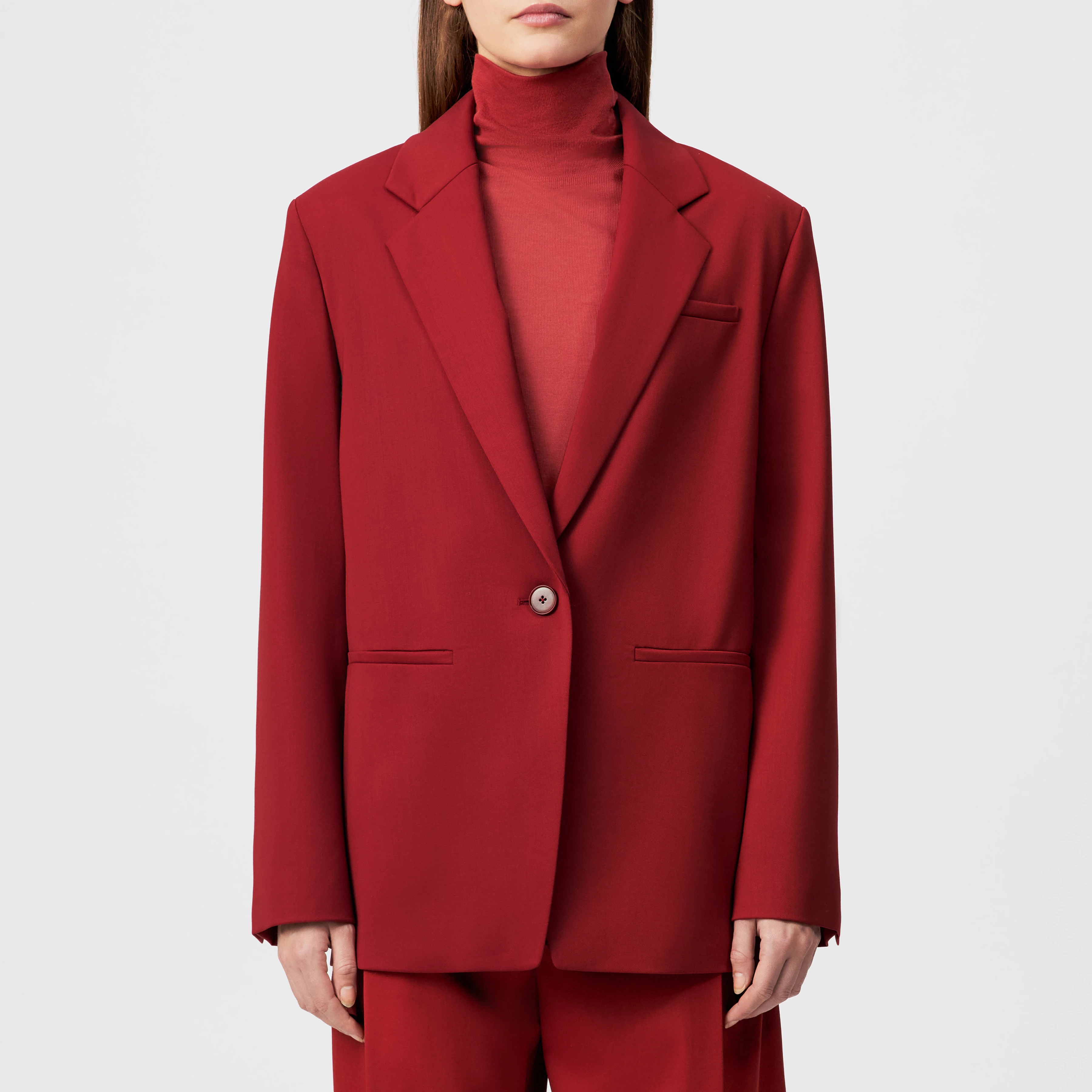 MOWTIE - Casual single-breasted blazer in wool blend - women - red - Frontansicht