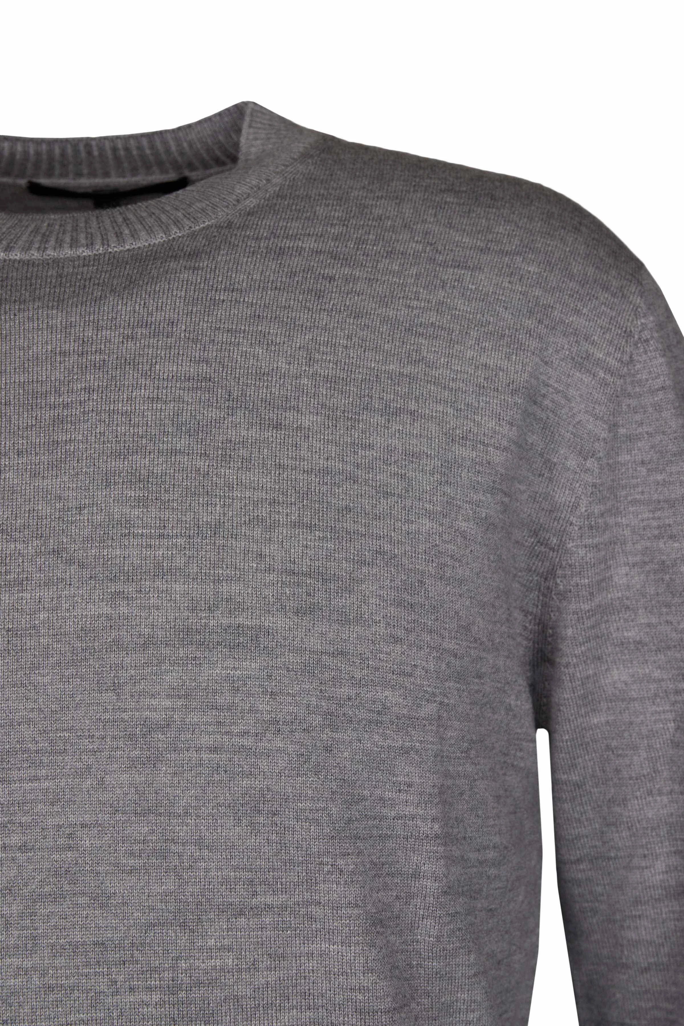 VINCENT - Trøje med rund hals i merinould - men - grå - Freisteller Detailansicht