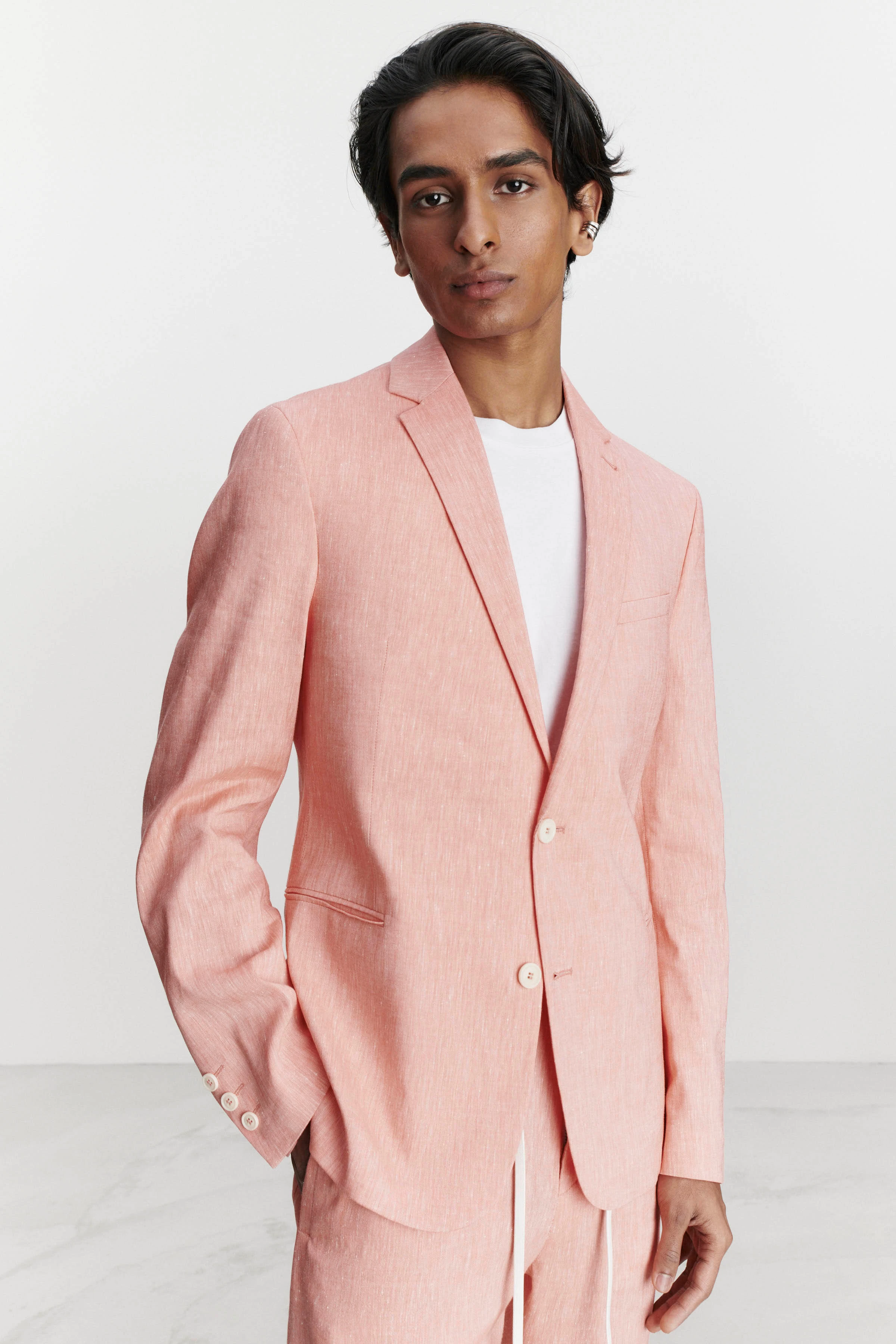 HORLEY - Slim Fit Sakko mit fallendem Revers in Leinen-Mix - Herren - orange - Frontansicht