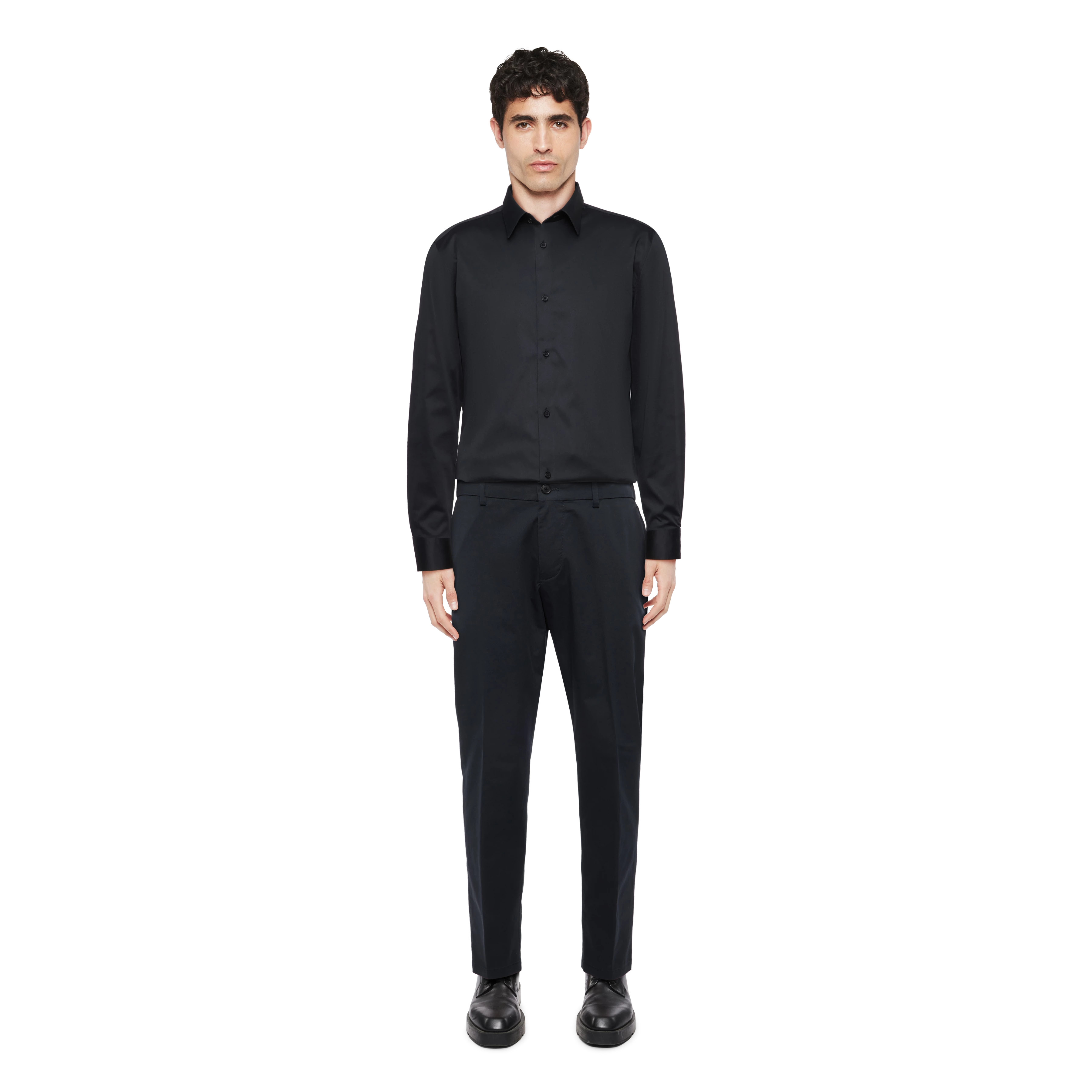 AJEND - Konfektionierte Hose in Baumwoll-Gabardine - Herren - schwarz - Ganzkörper-Frontansicht