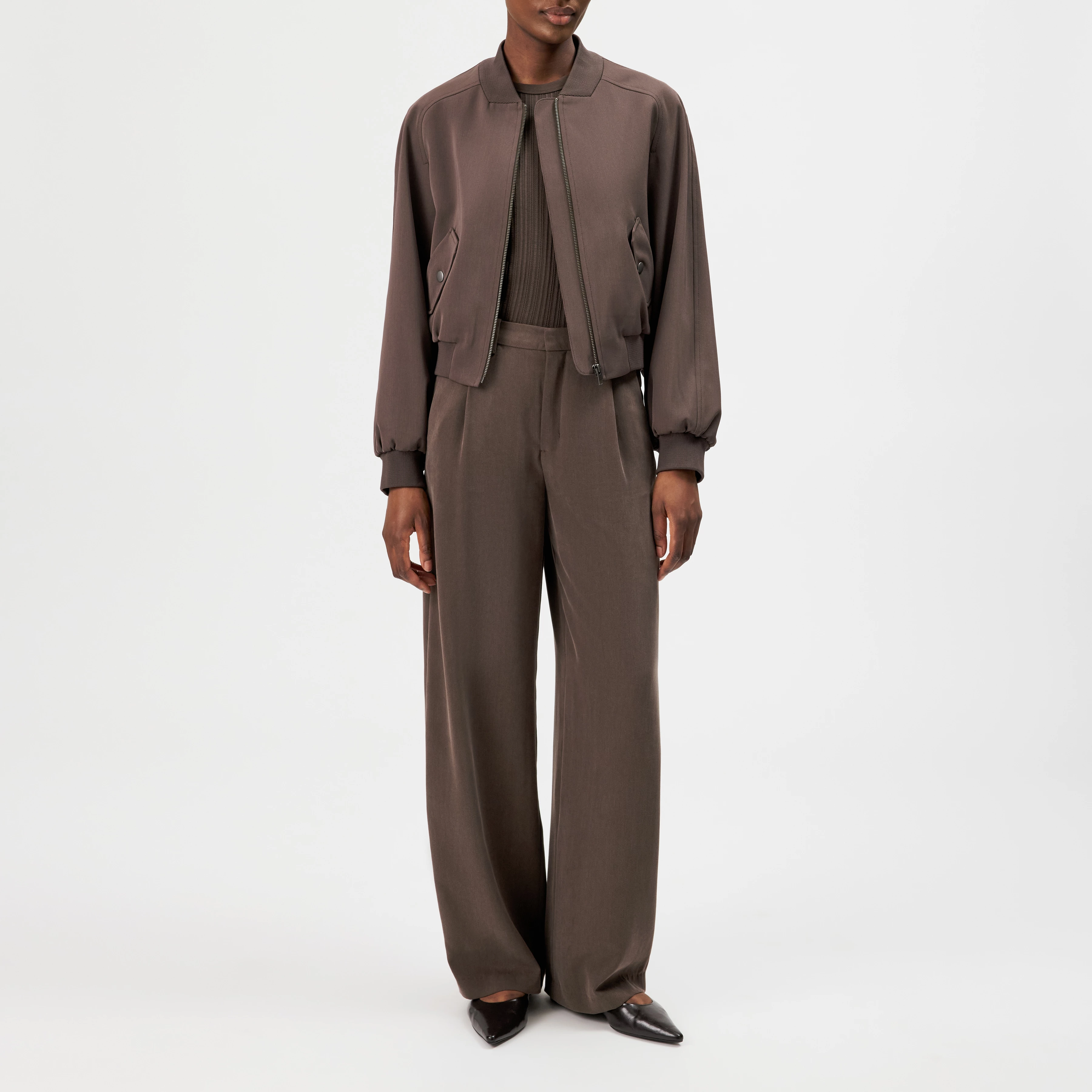 MARHAM - Blousonjacke in Techno-Gewebe - Damen - braun - Ganzkörper-Frontansicht