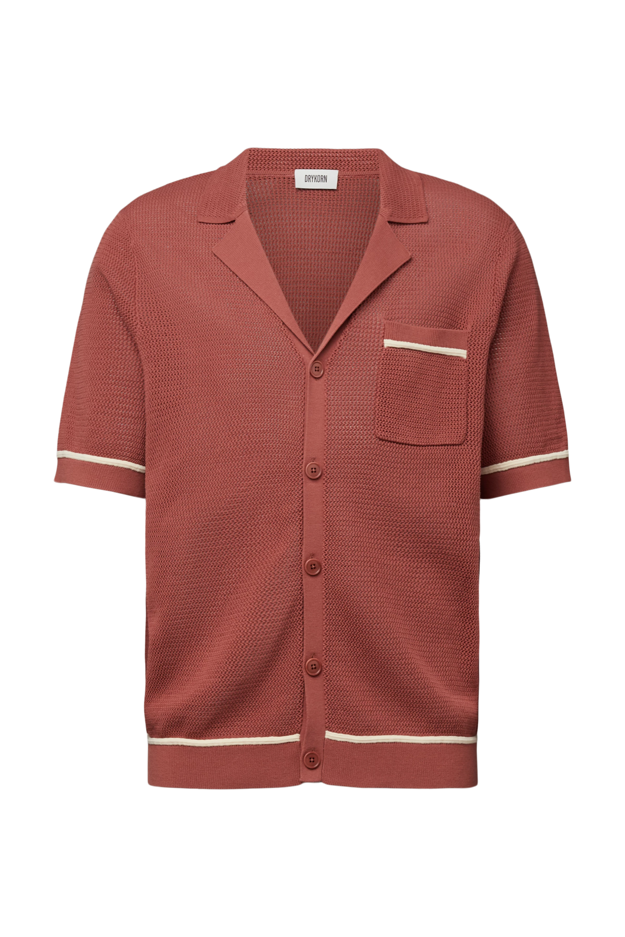 FLAVIRO - Relaxed fit fine knit short sleeve shirt - men - orange - Freisteller Frontansicht