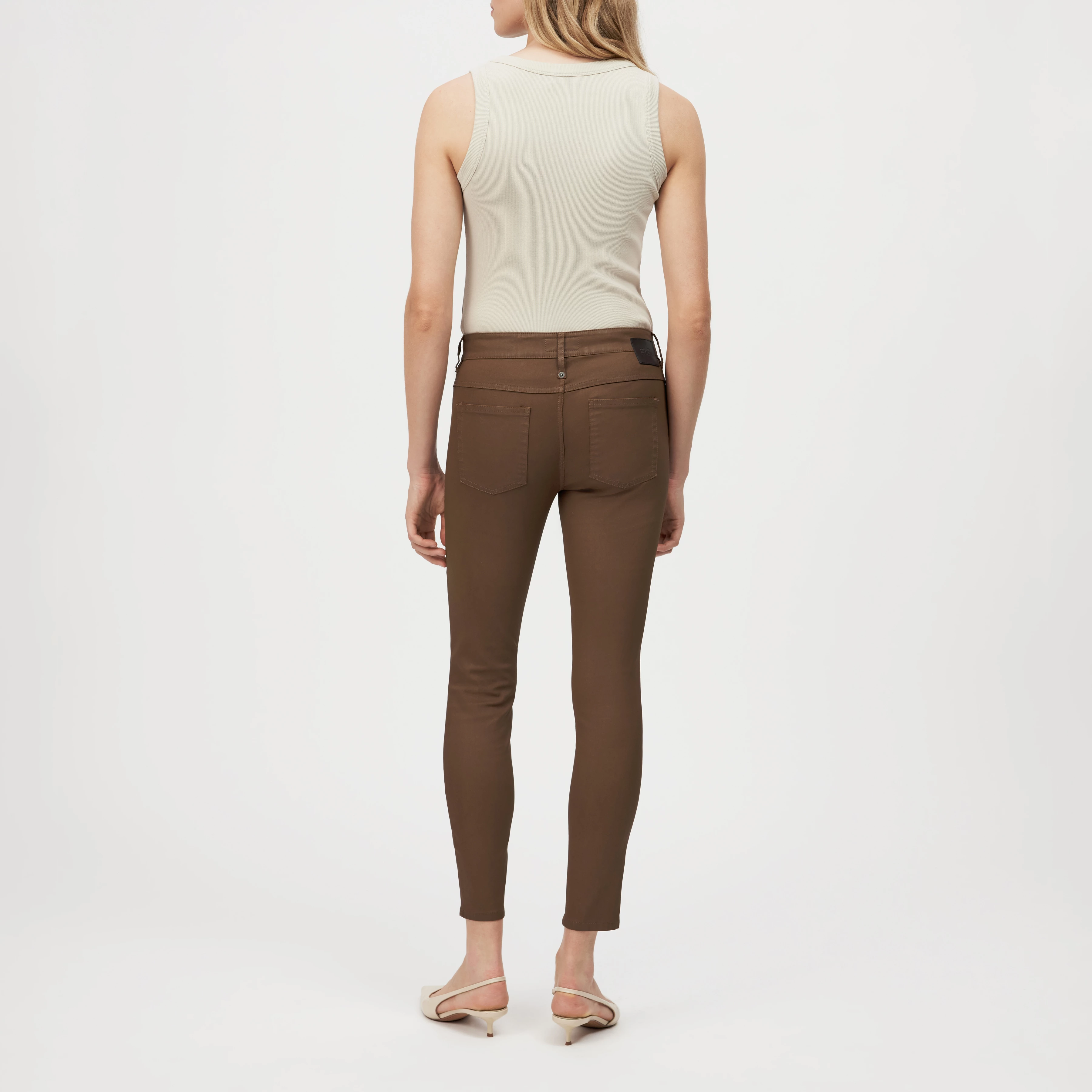 NEED - Low-Waist Skinny Jeans in Lederlook-Optik - Damen - braun - Rückansicht