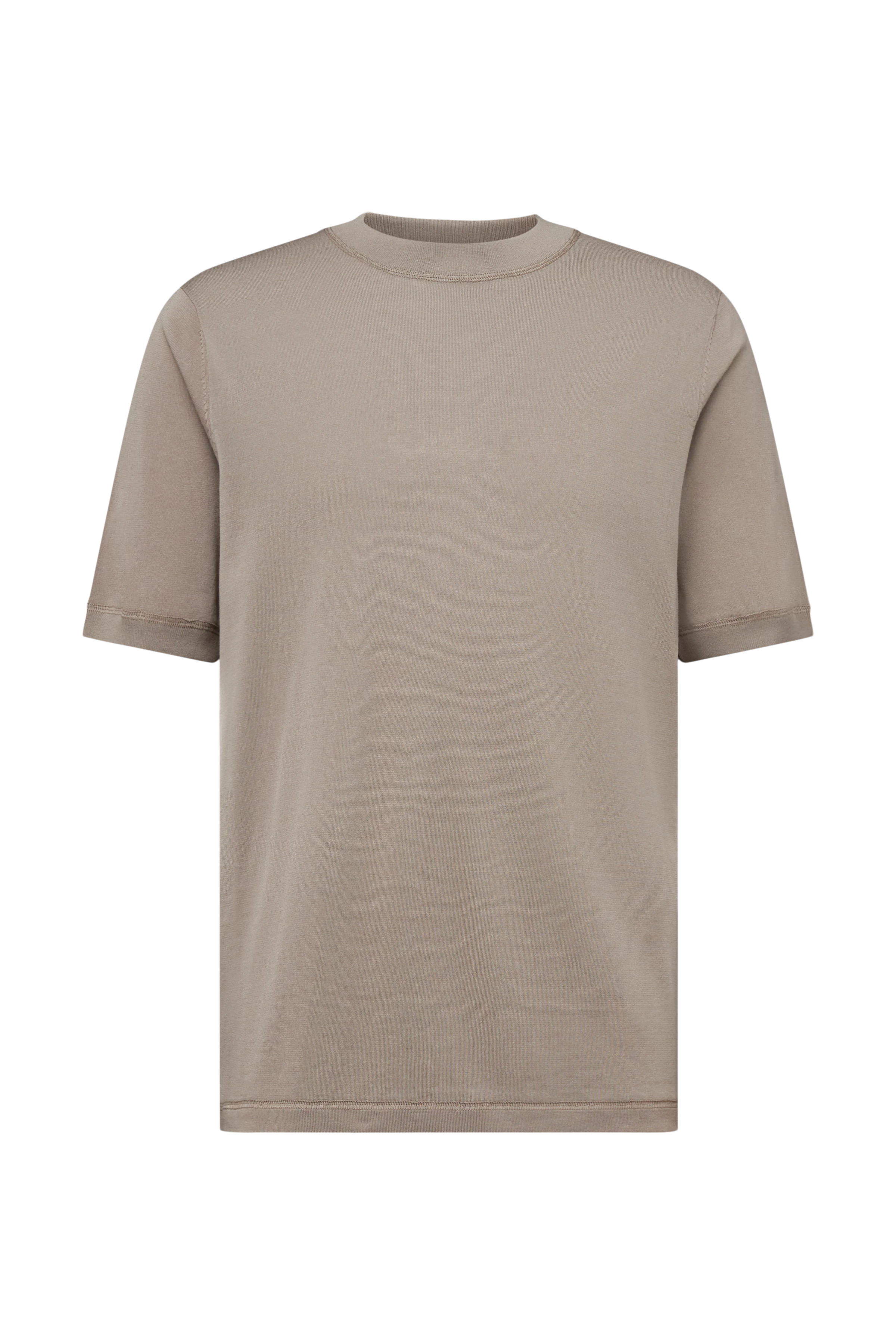 MICANO - Regular fit T-shirt in fine knit - men - beige - Freisteller Frontansicht