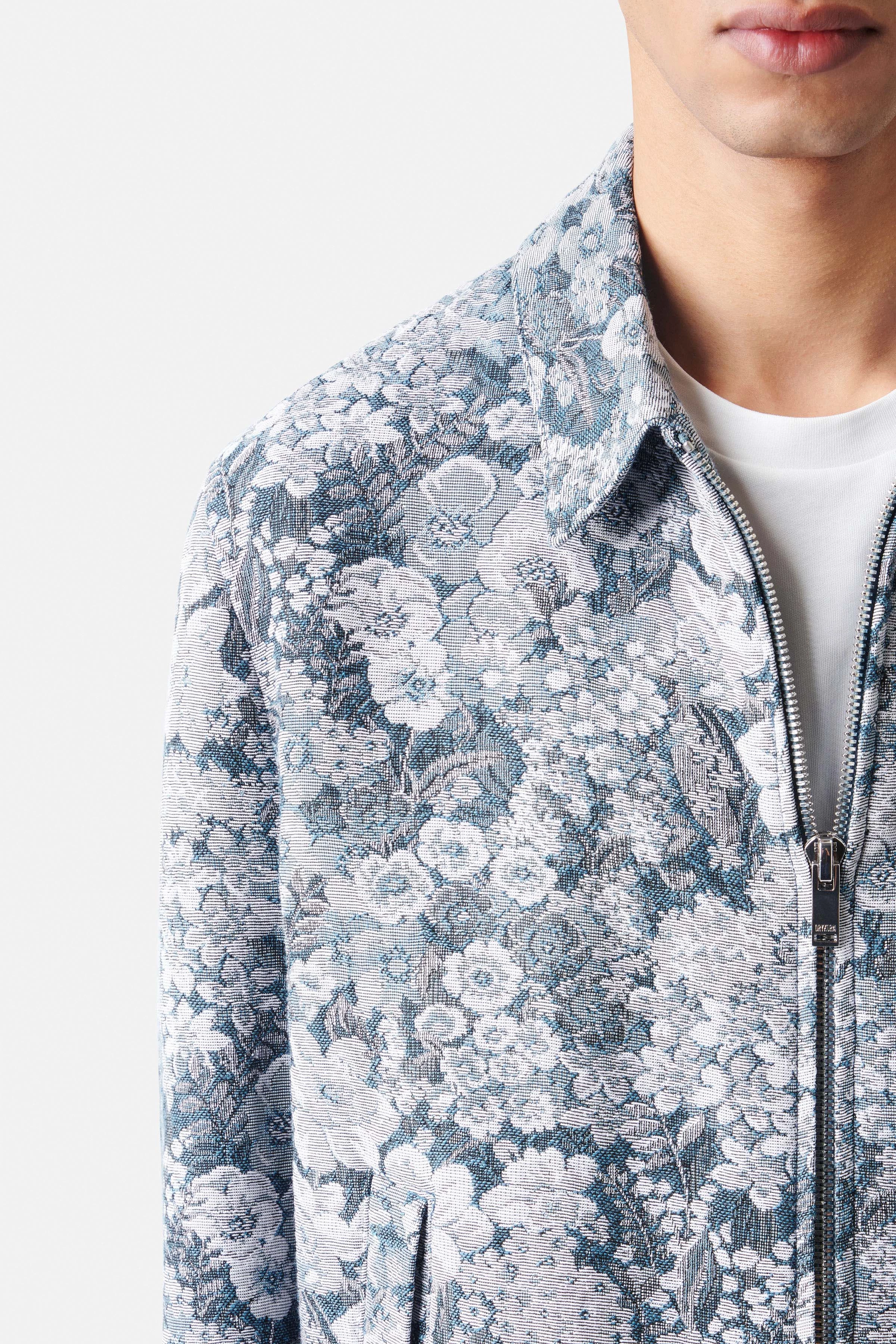 RIKKA - Blouson Jacke in Blumen Jacquard - Herren - blau - Seitenansicht