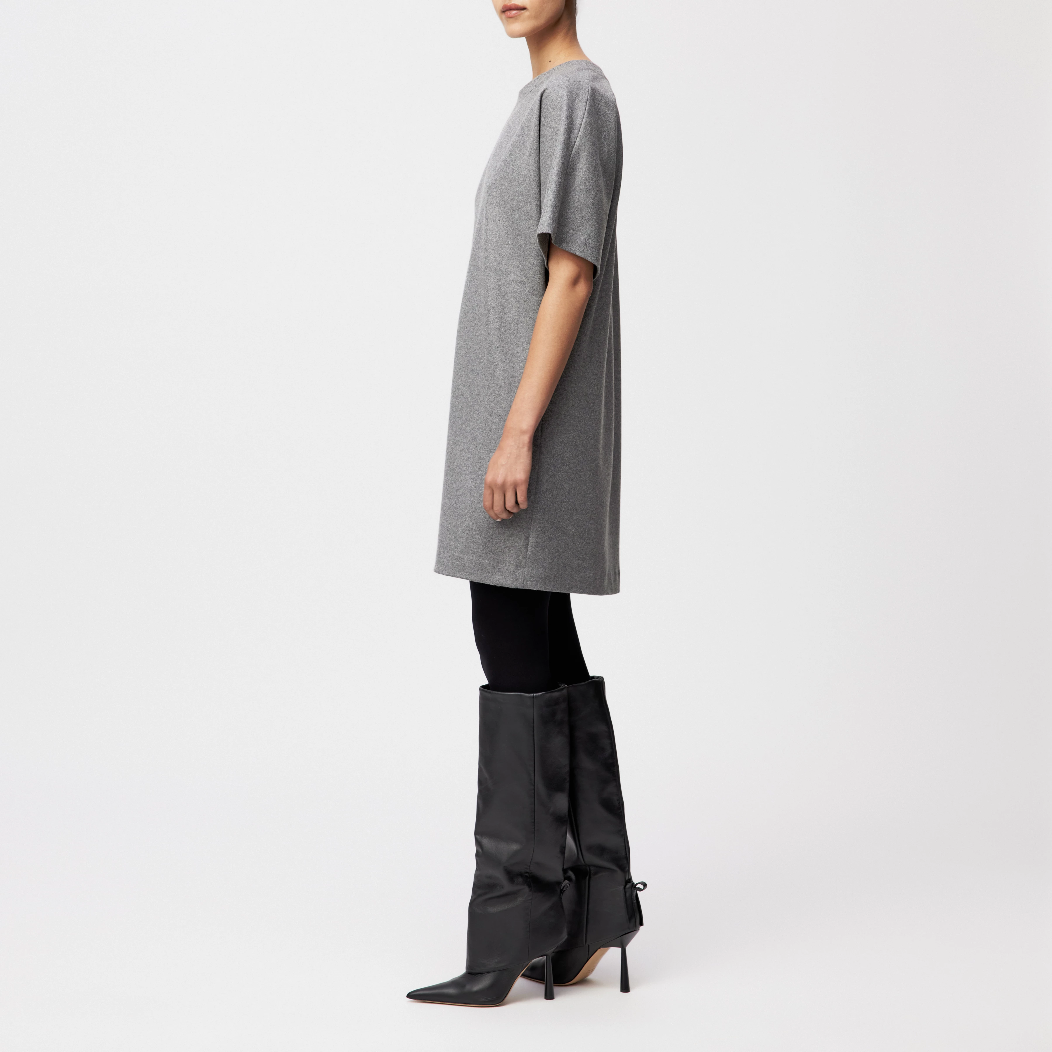 MENJA - T-shirtjurk in jersey wolmix - dames - grijs - Seitenansicht