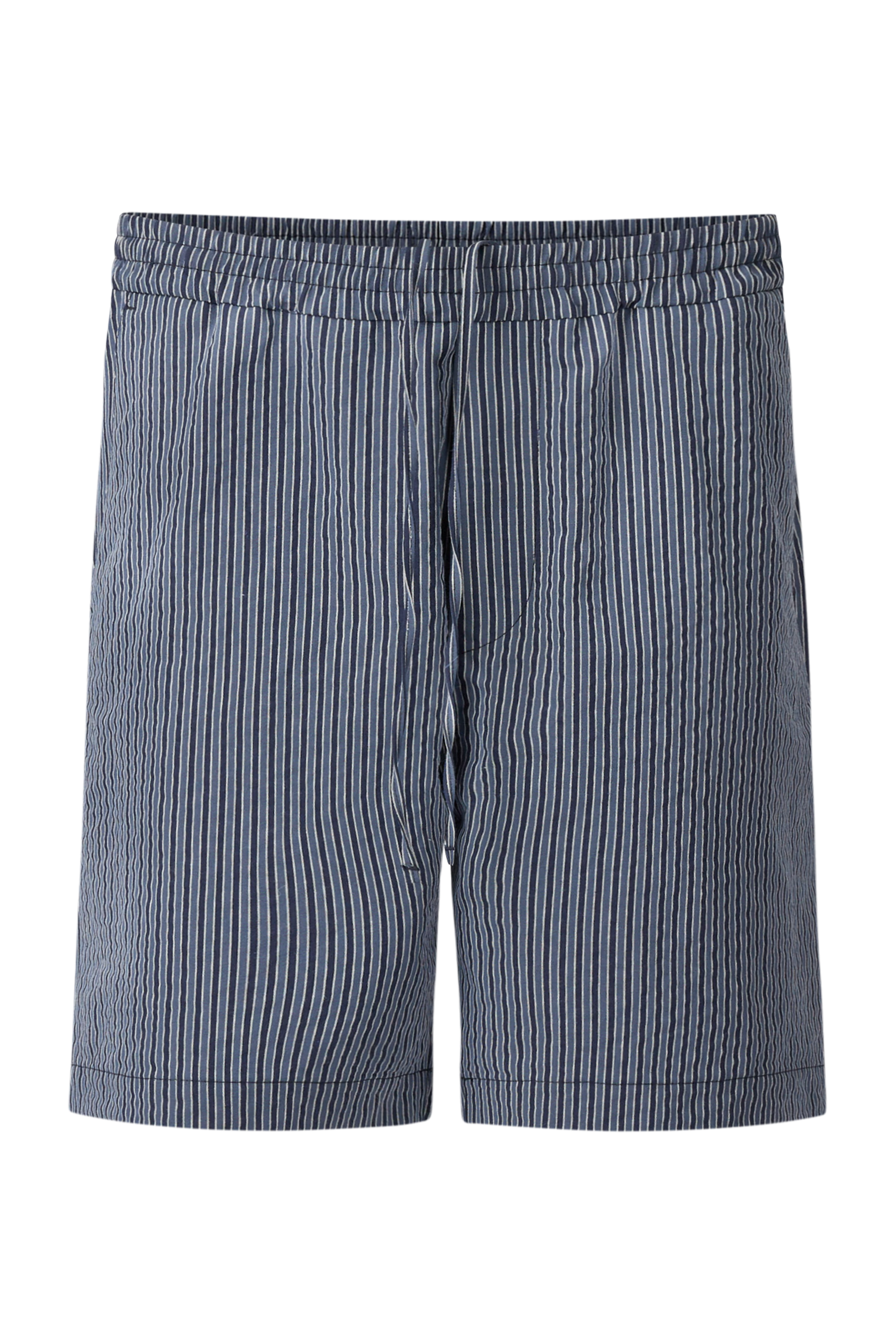 SAYO - Basketball Shorts in Seersucker Streifen - Herren - blau - Freisteller Frontansicht
