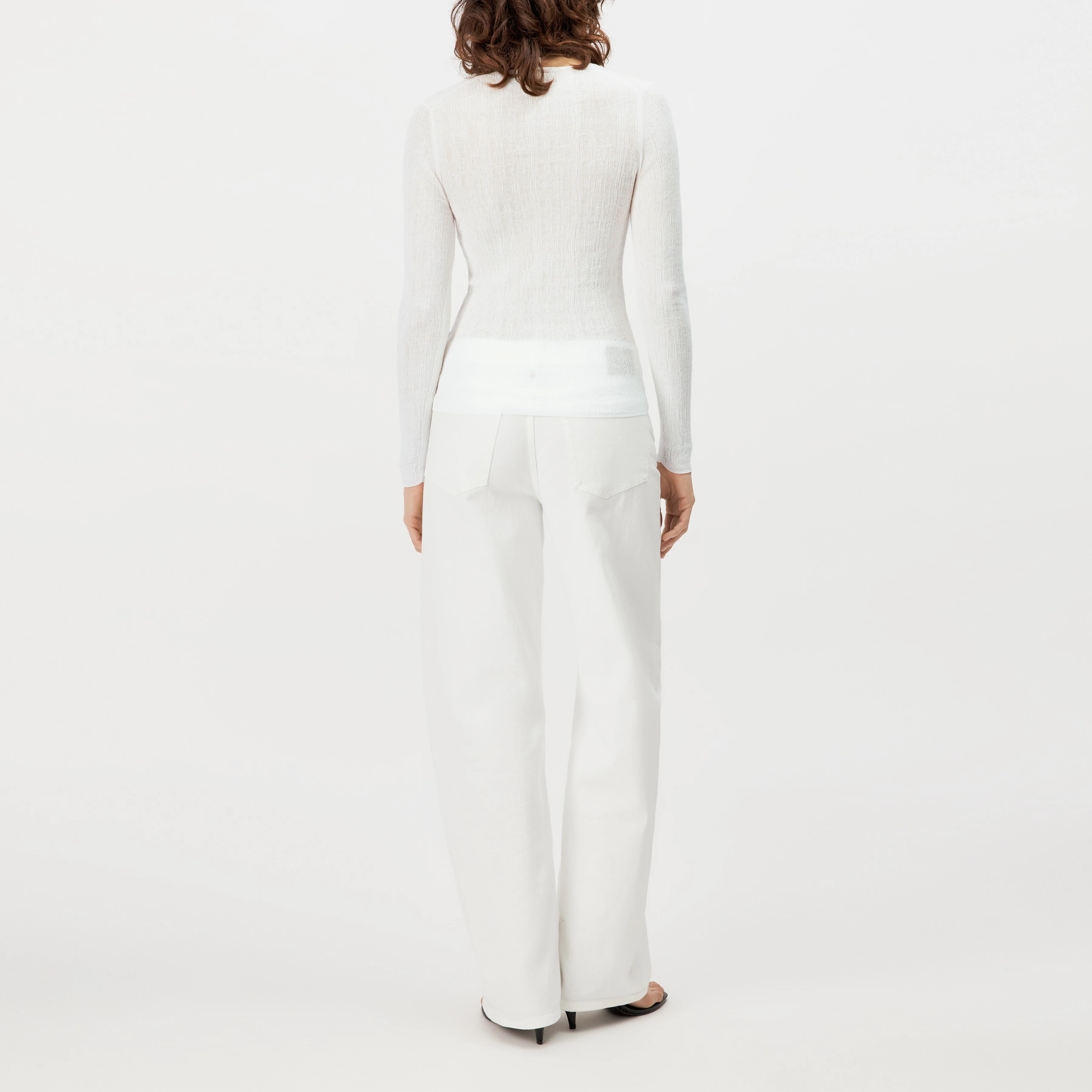 ANIELY - Tight Fit V-Neck Cardigan in Pure Cotton - women - off white - Rückansicht