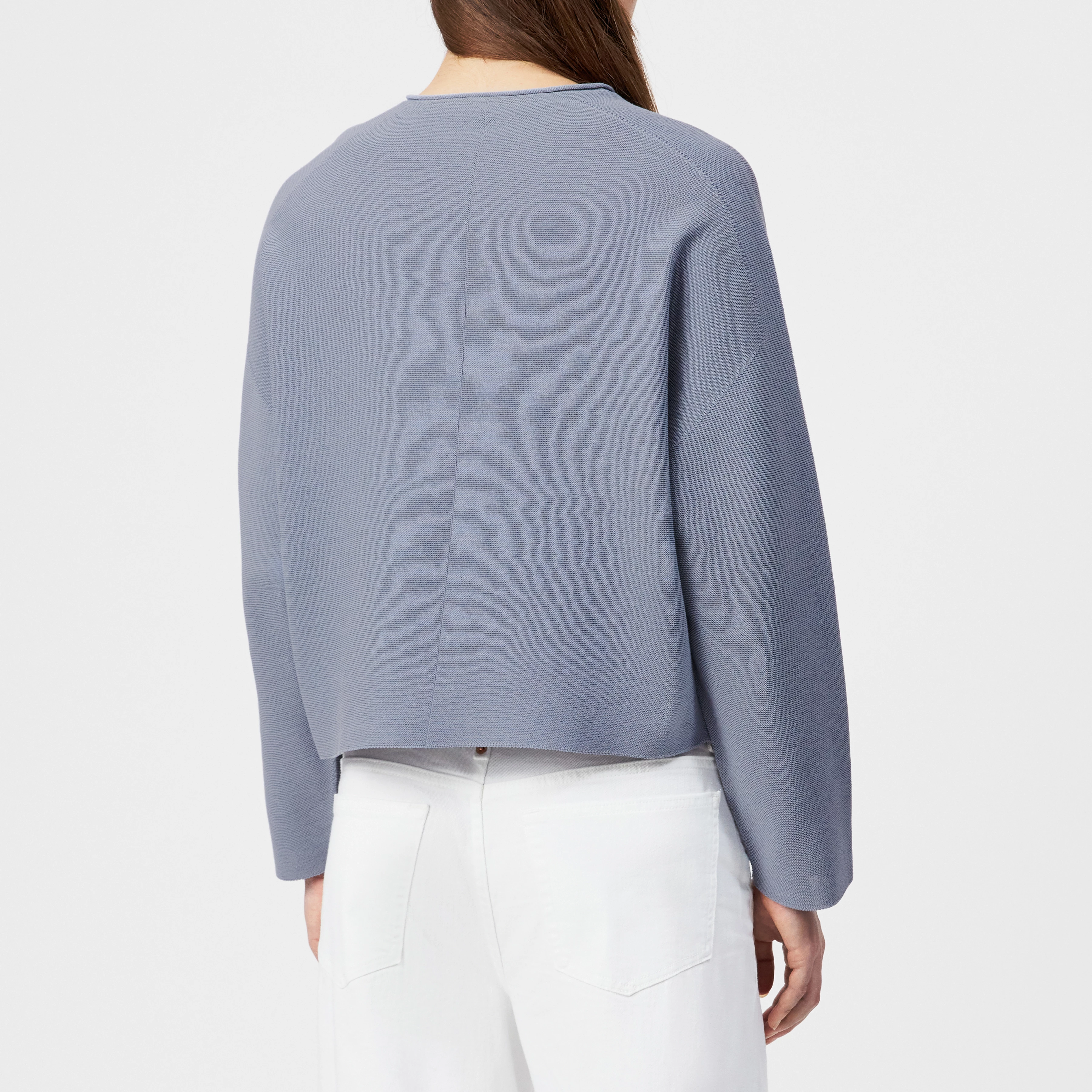 MEAMI - Cropped egg-shape pullover in pure cotton - women - blue - Rückansicht