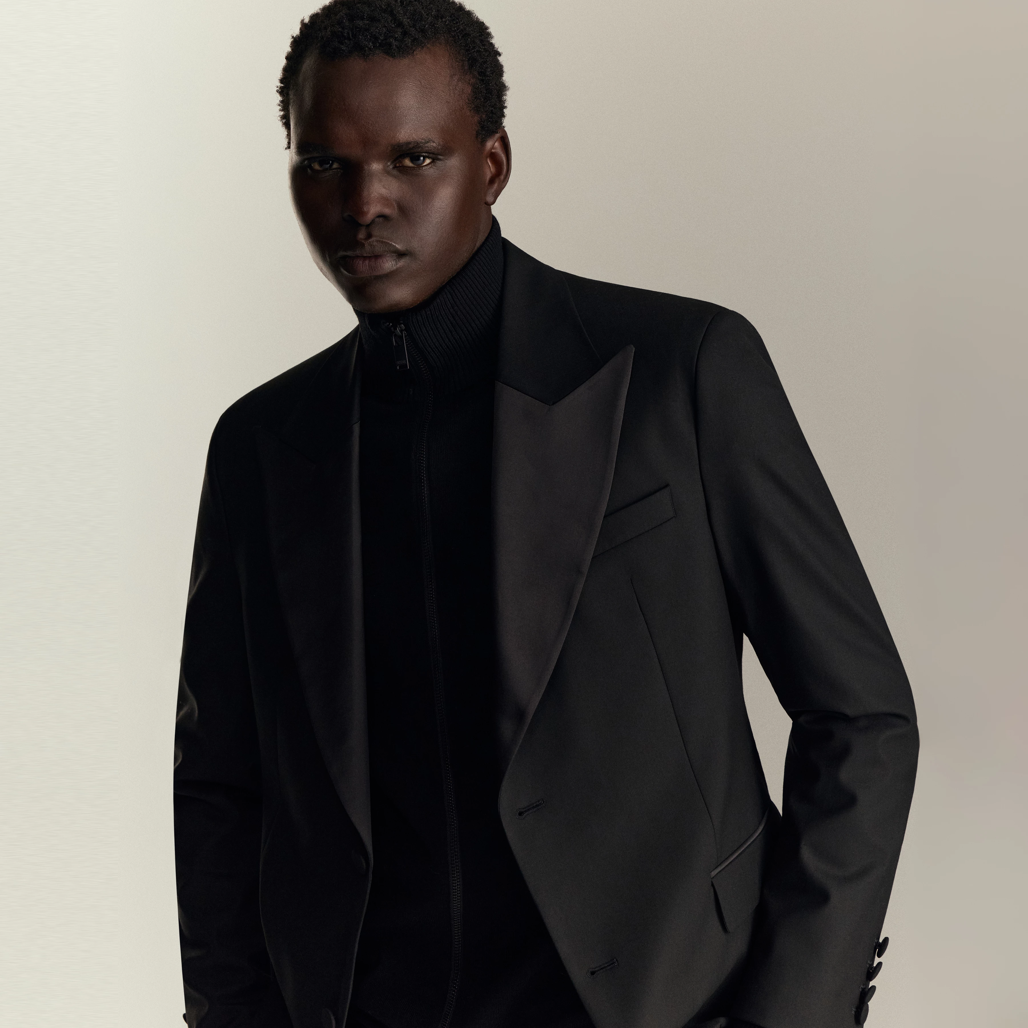 JACATO - Dinner jacket with satin lapels - men - black