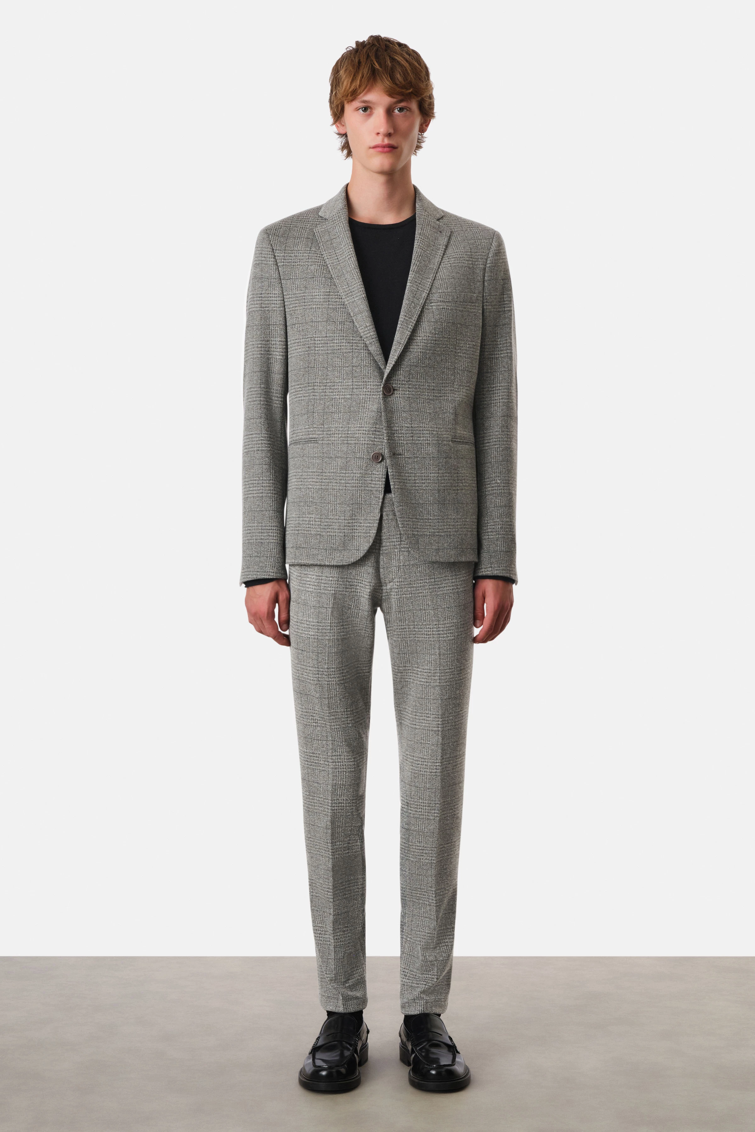 HORLEY - slim fit jacket with drop tail in italian jersey - men - grey - Ganzkörper-Frontansicht