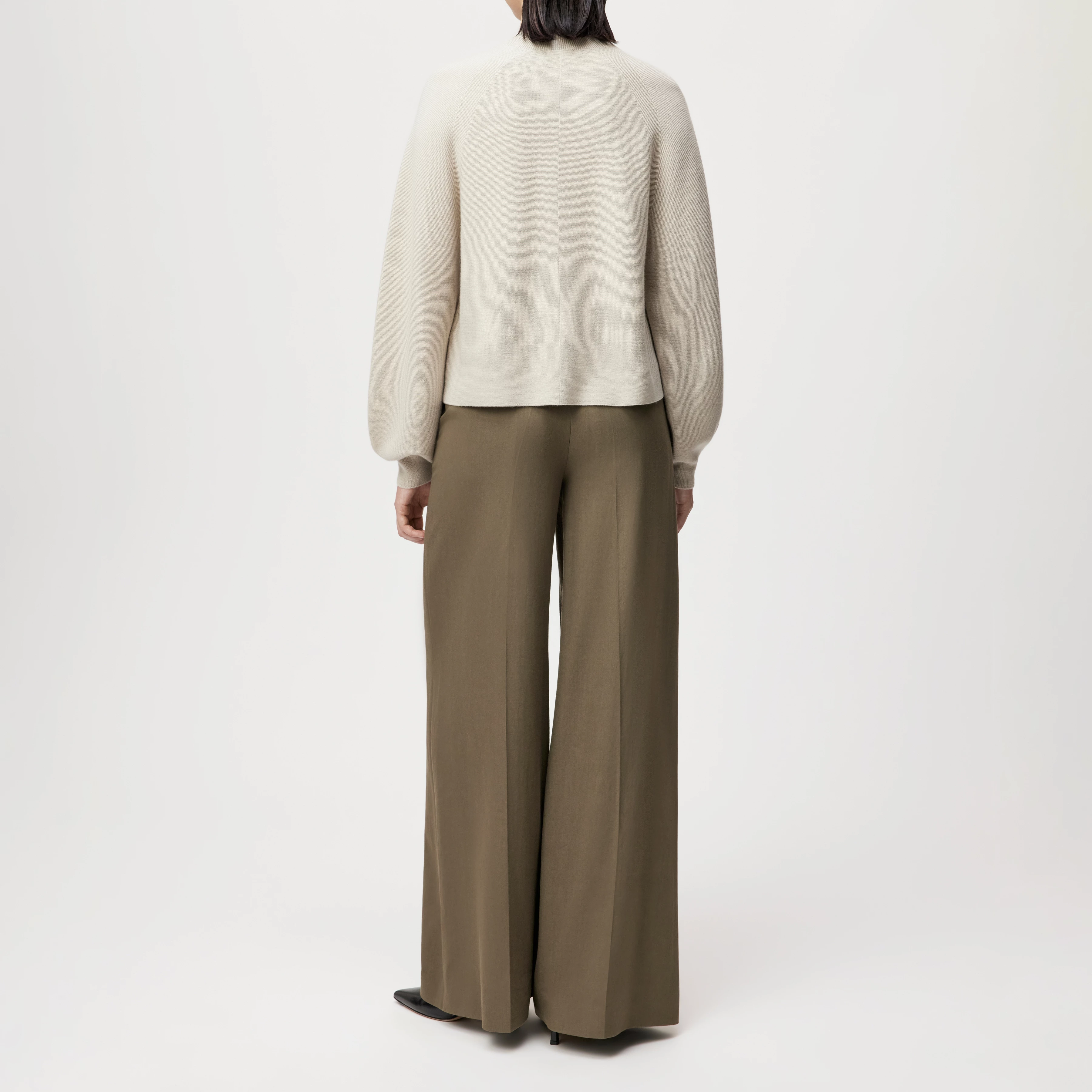 KIMONI - Pull à manches ballon 100 % laine mérinos - women - beige - Rückansicht