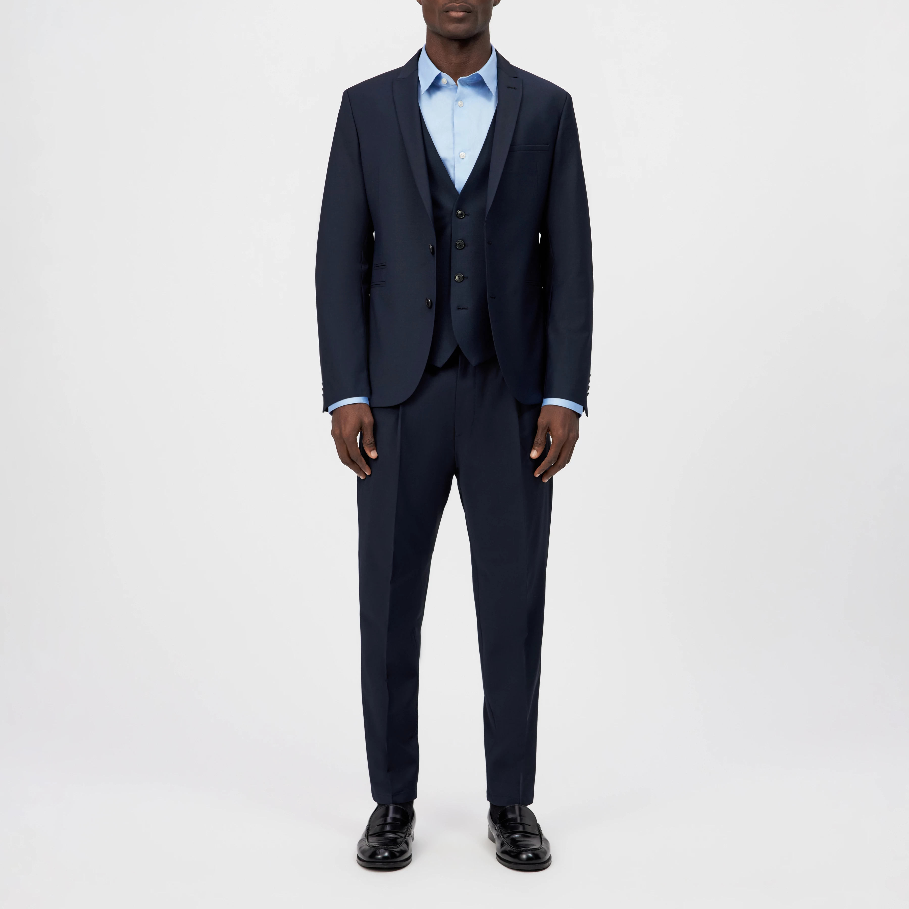 MALMO_SK - Klassische Weste in Bi-Stretch - Herren - blau - Ganzkörper-Frontansicht