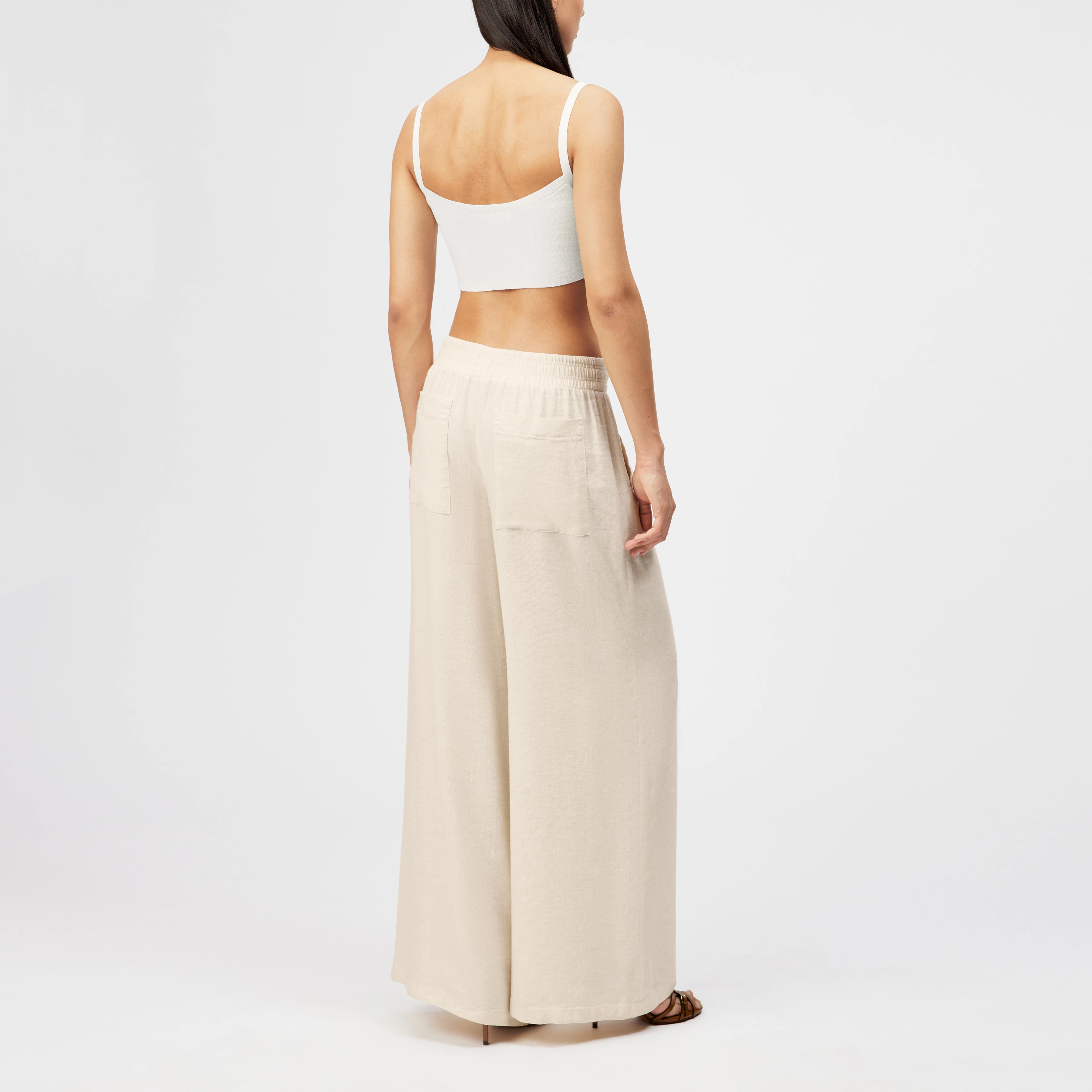 CEILING - Wide trousers in linen-viscose mix - women - off white - Rückansicht