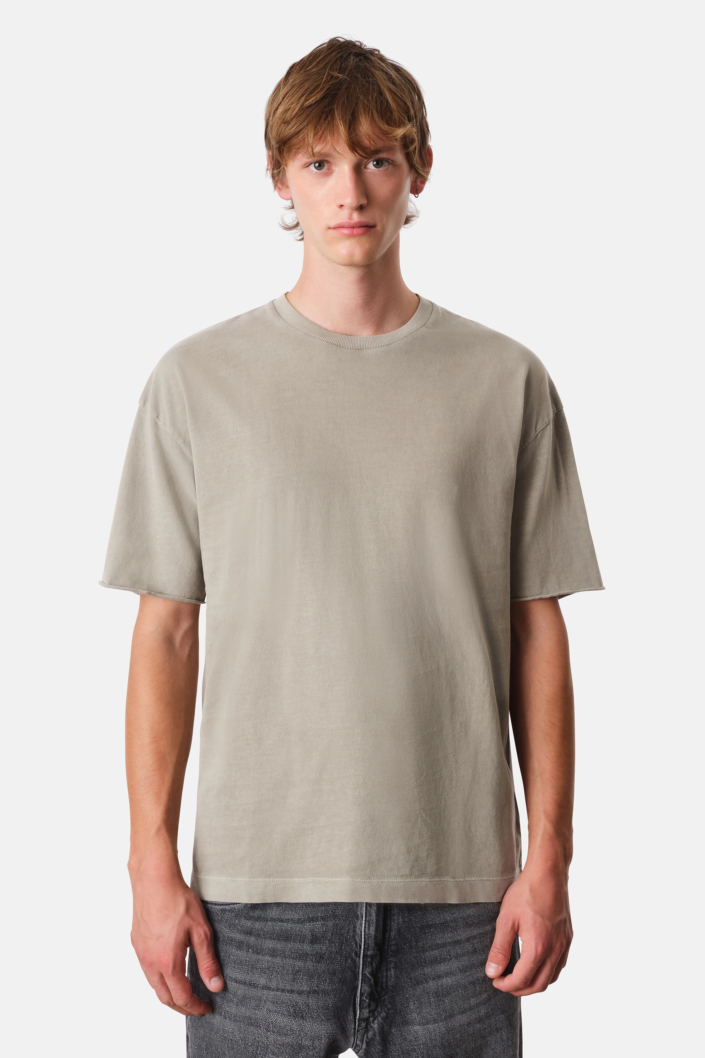 EROS - washed look t-shirt with rolled edge - men - beige - Frontansicht