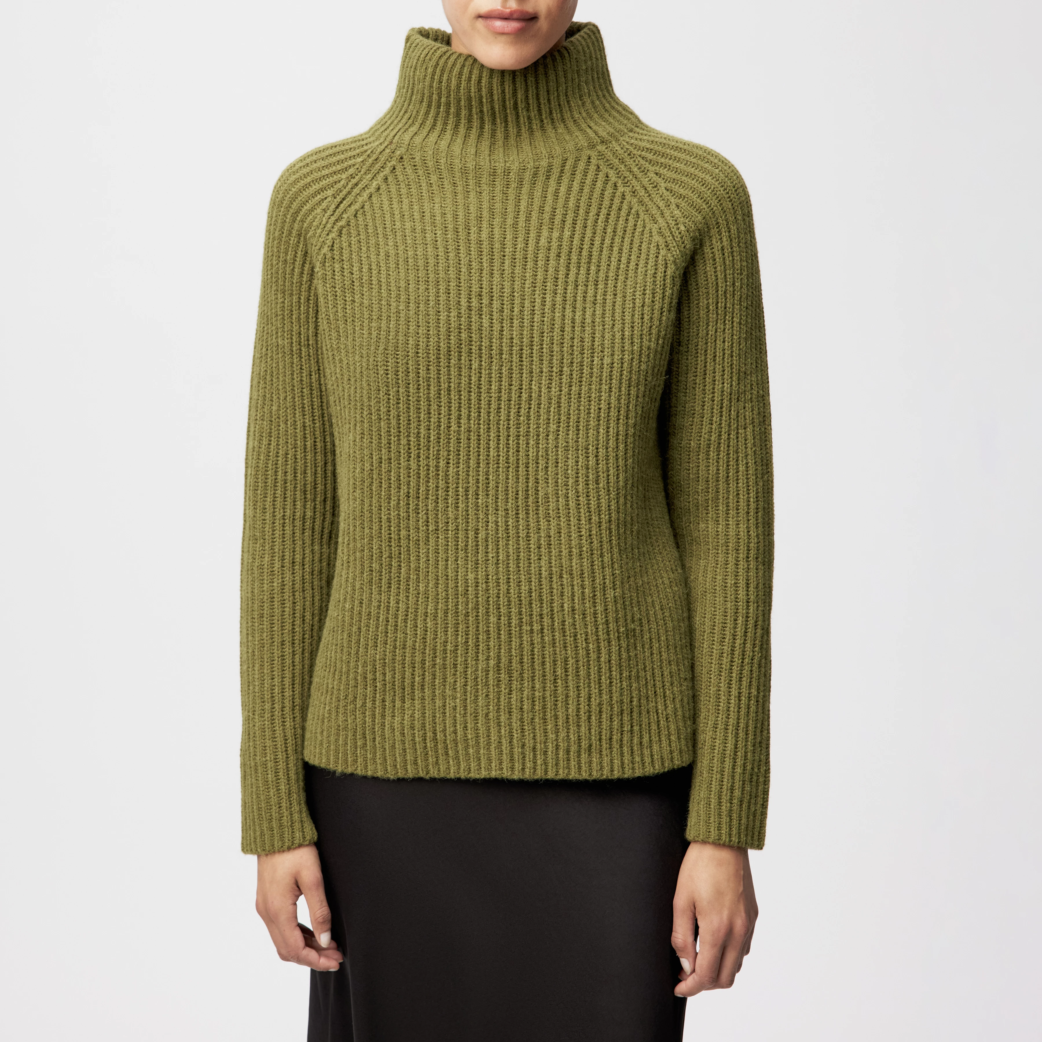 ARWEN - Pull à col roulé en laine et alpaga mélangés - women - vert - Frontansicht