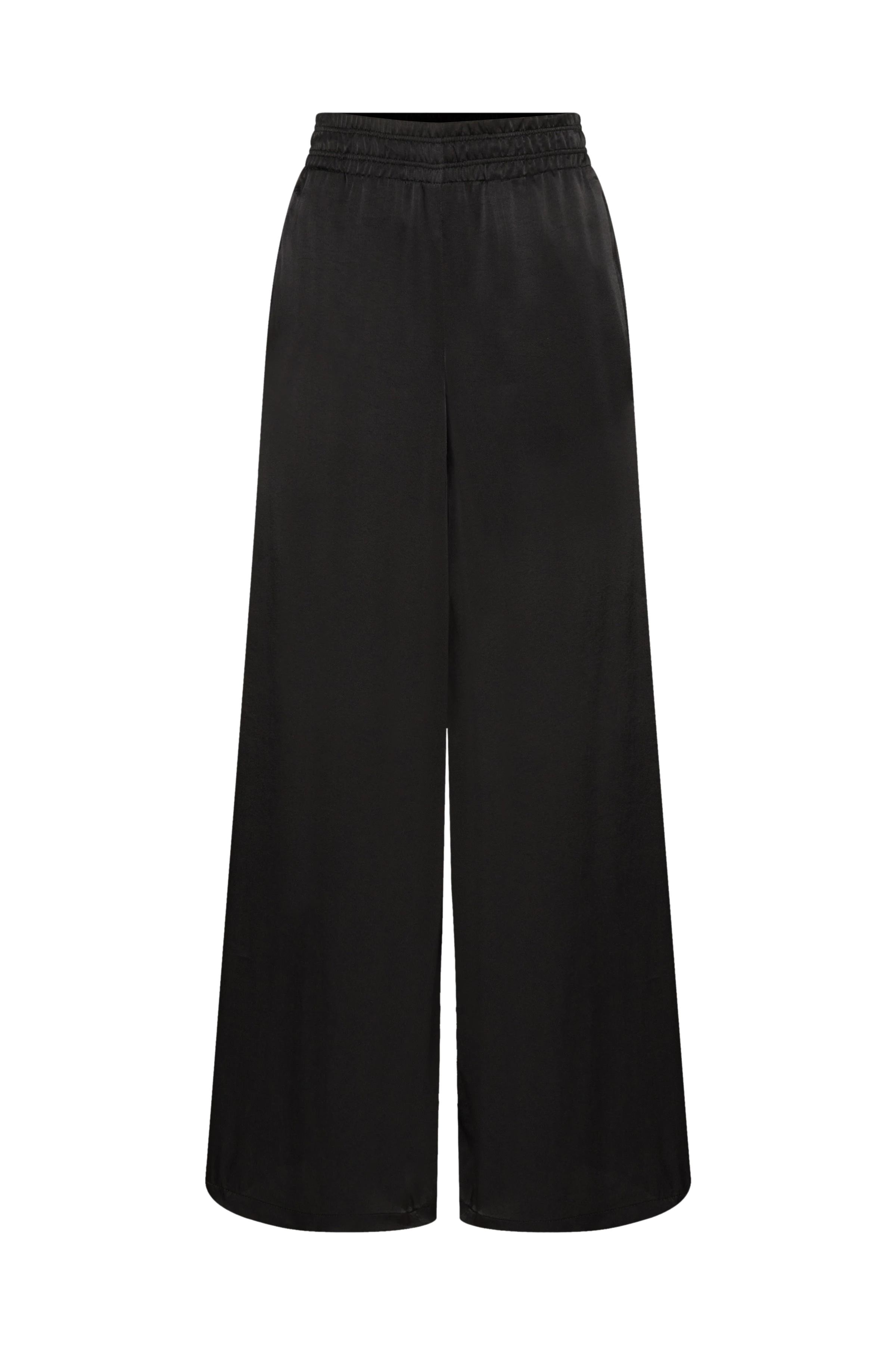 CEILING - Palazzo Pants with elasticated waistband in flowing viscose satin - women - Natural Aluminium - Freisteller Frontansicht