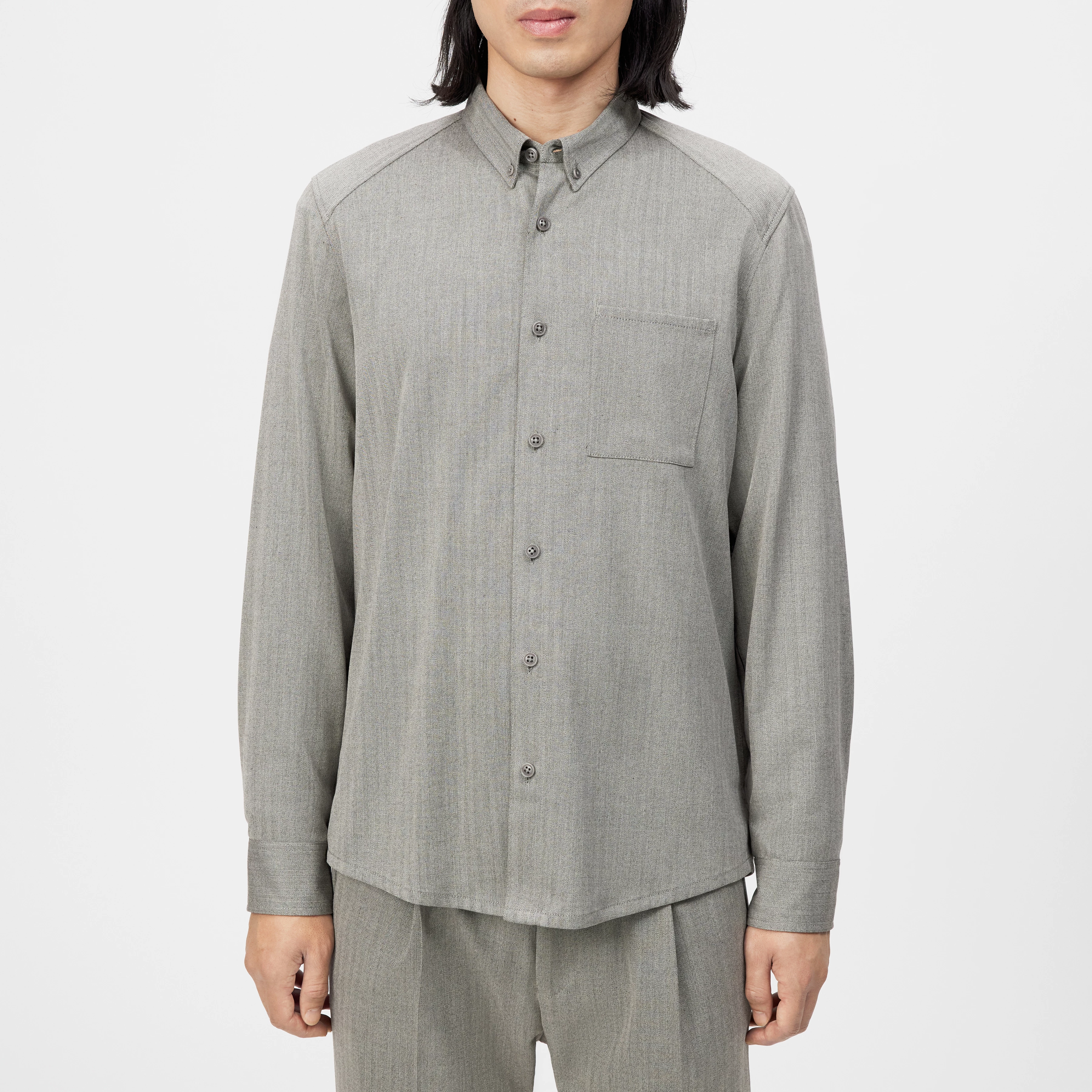 LIET_3 - Button-down shirt in viscose-wool blend - men - brown - Frontansicht