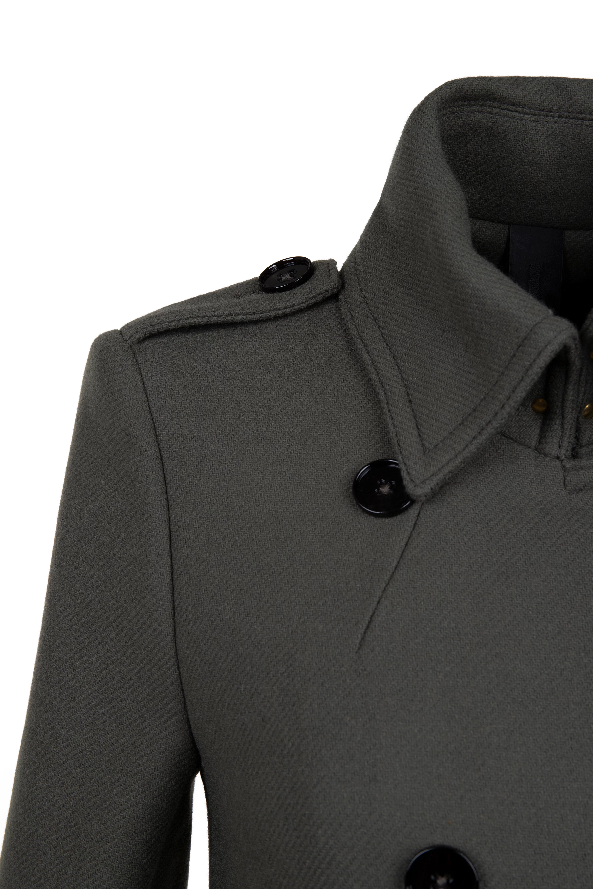 HARLESTON - Uniformmantel in winterlichem Woll-Mix - Damen - grün - Freisteller Detailansicht