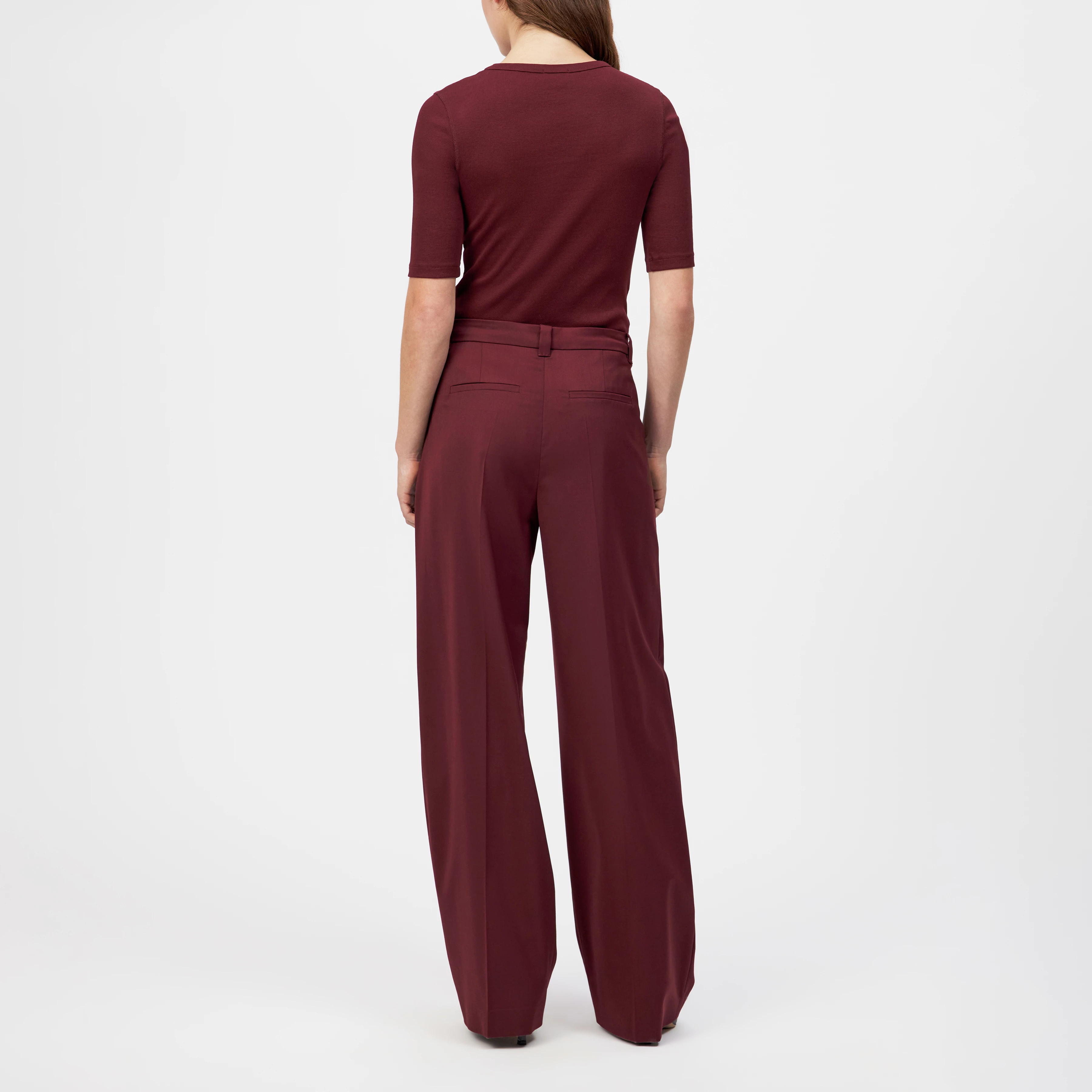 ADUCT - Tailored Pants mit geradem Bein in Woll-Mix - Damen - rot - Rückansicht