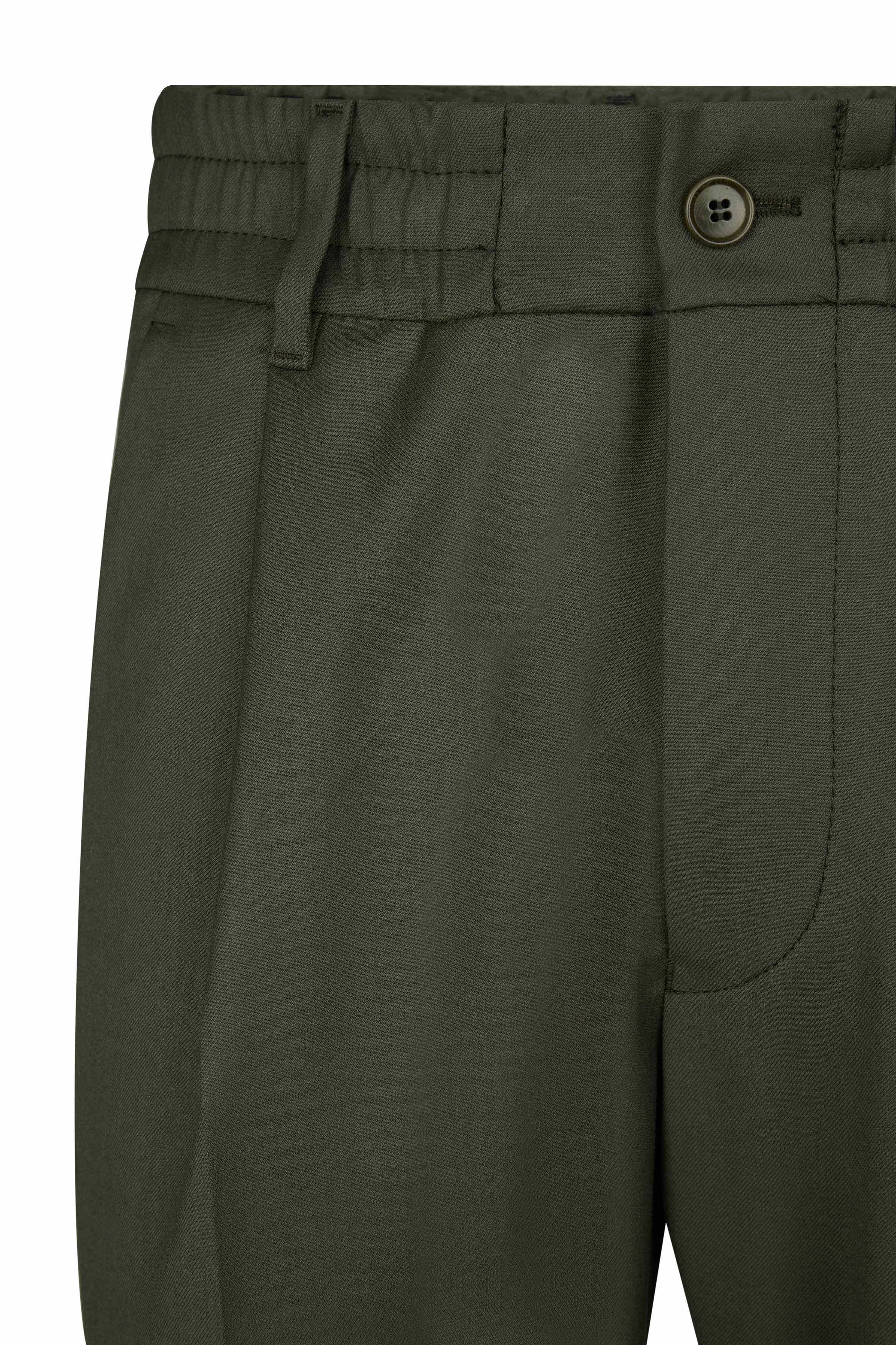 CHASY - pleated casual trousers in soft flannel - men - green - Freisteller Detailansicht