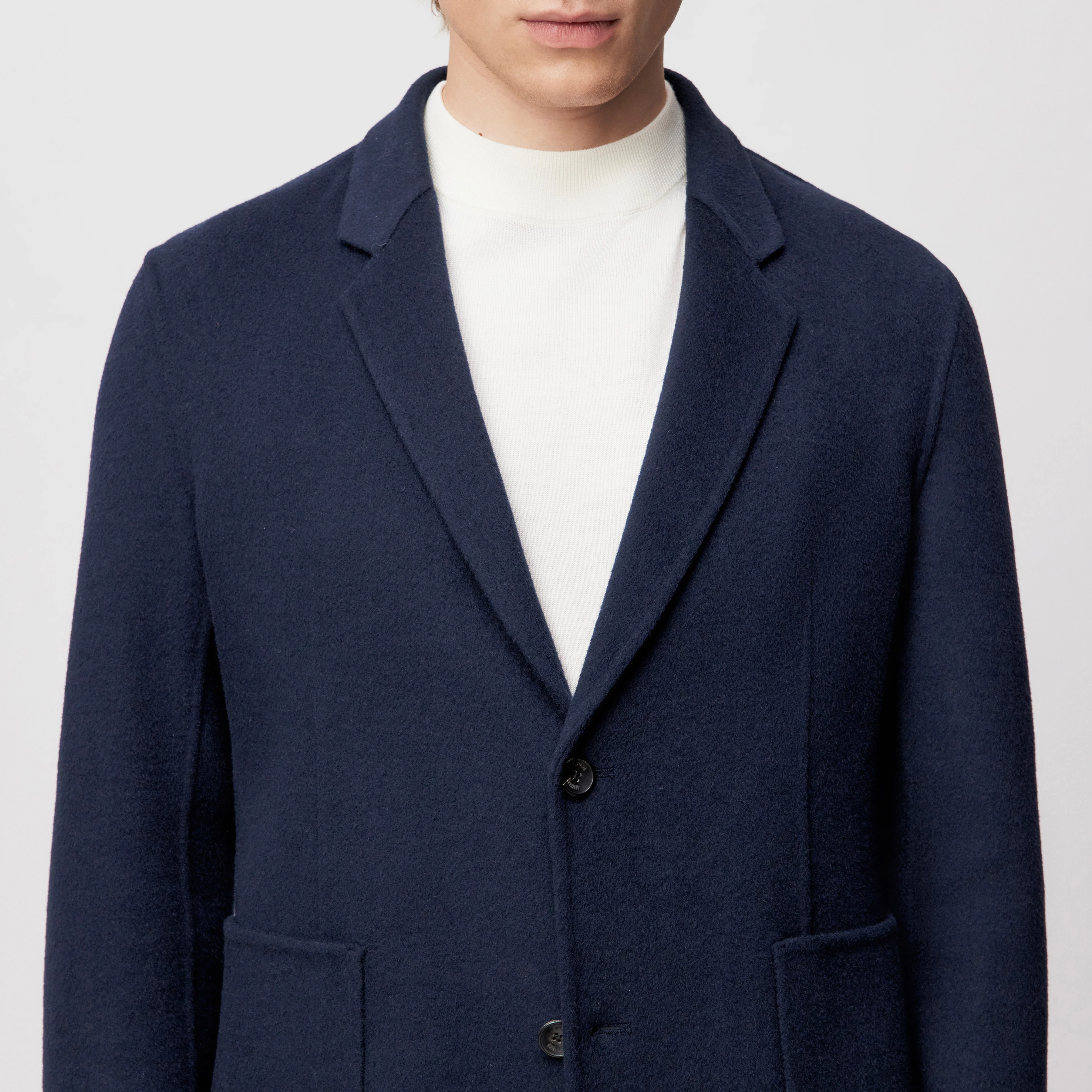 MARLS_DF - Enkelsluitend colbert in wollen doubleface - heren - blauw - Detailansicht am Model