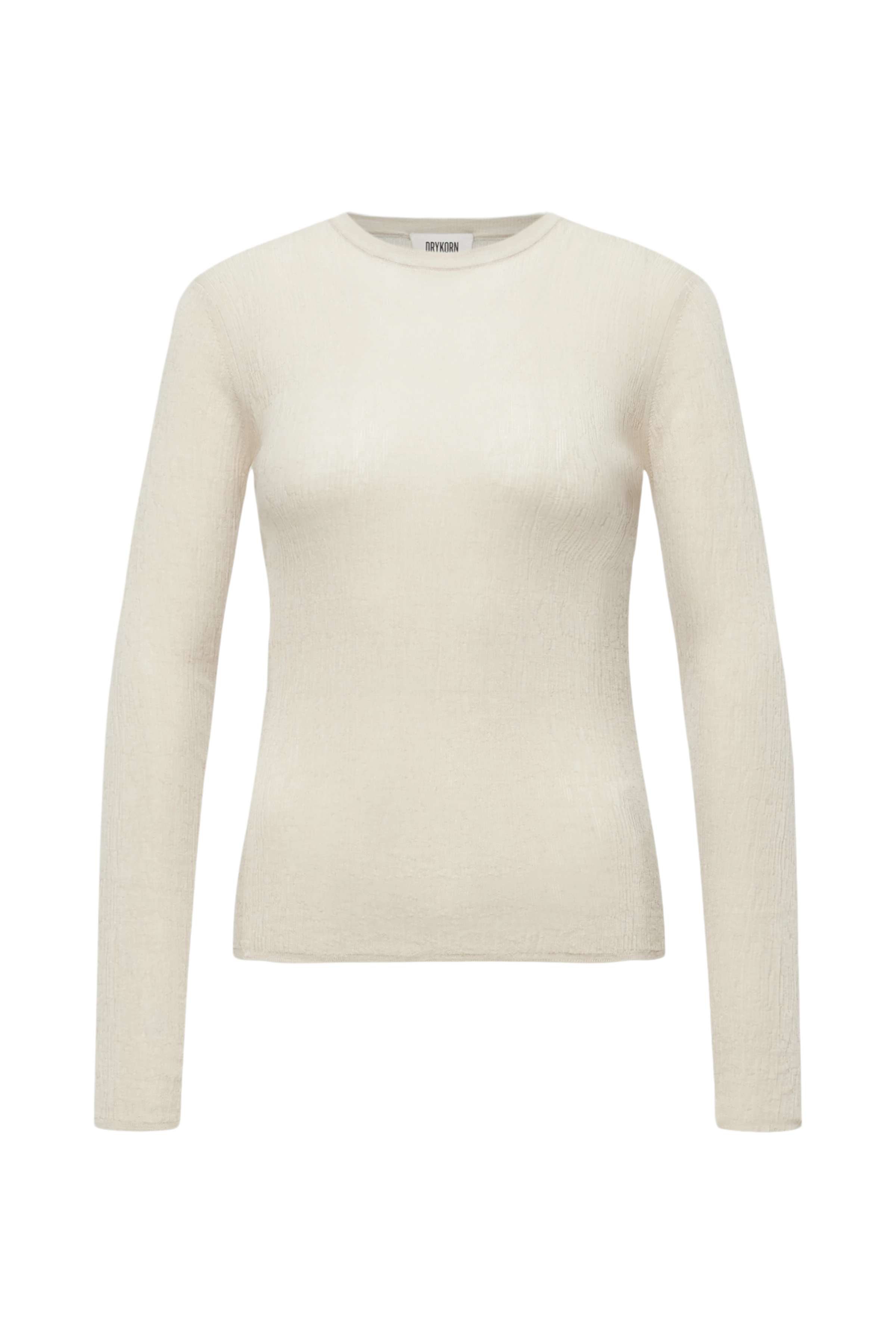 ERMA - Long-sleeved jumper with round neck in mercerised cotton - women - beige - Freisteller Frontansicht