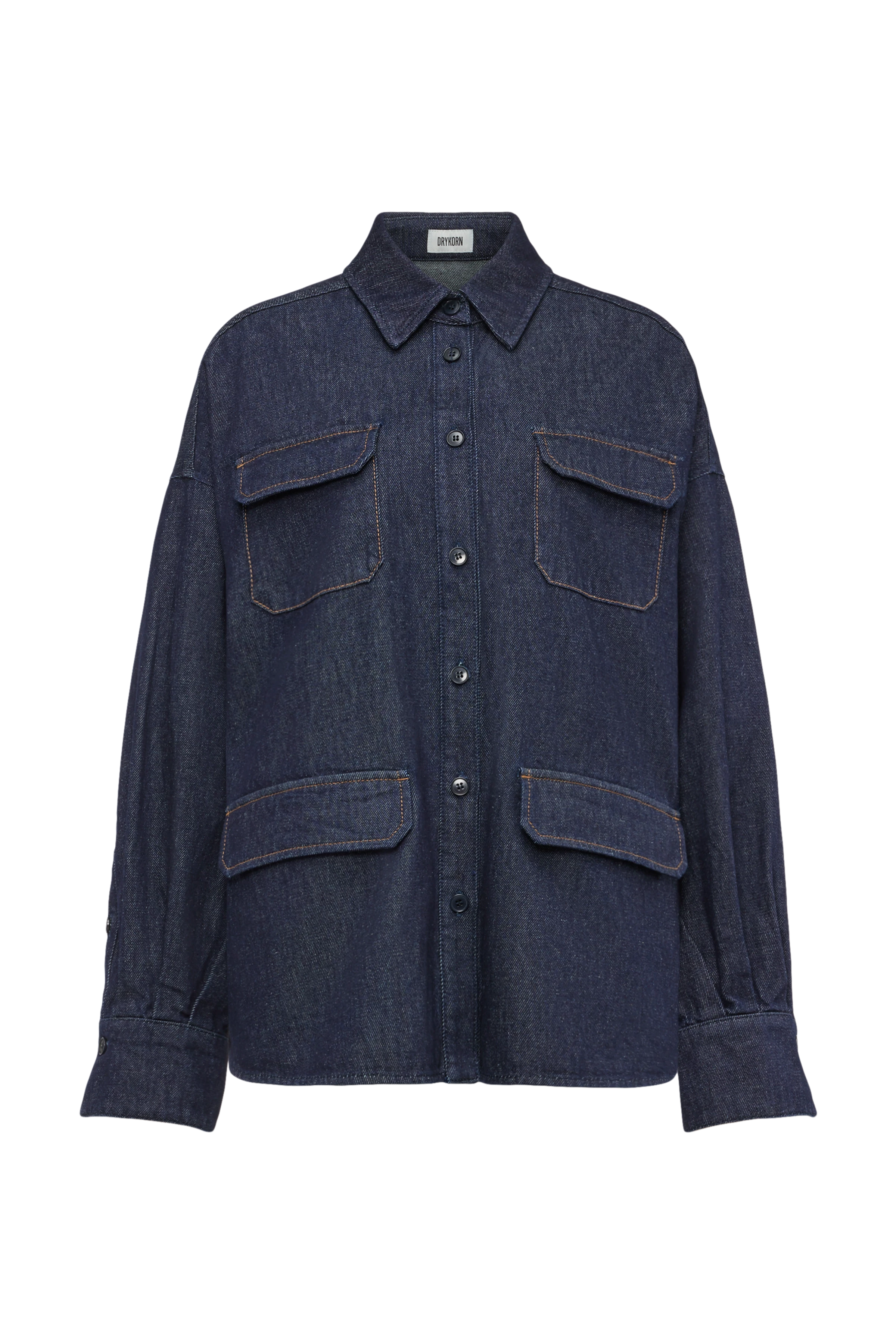 BAYLEE - Overshirt in Mid-Blue Denim - Damen - blau - Freisteller Frontansicht