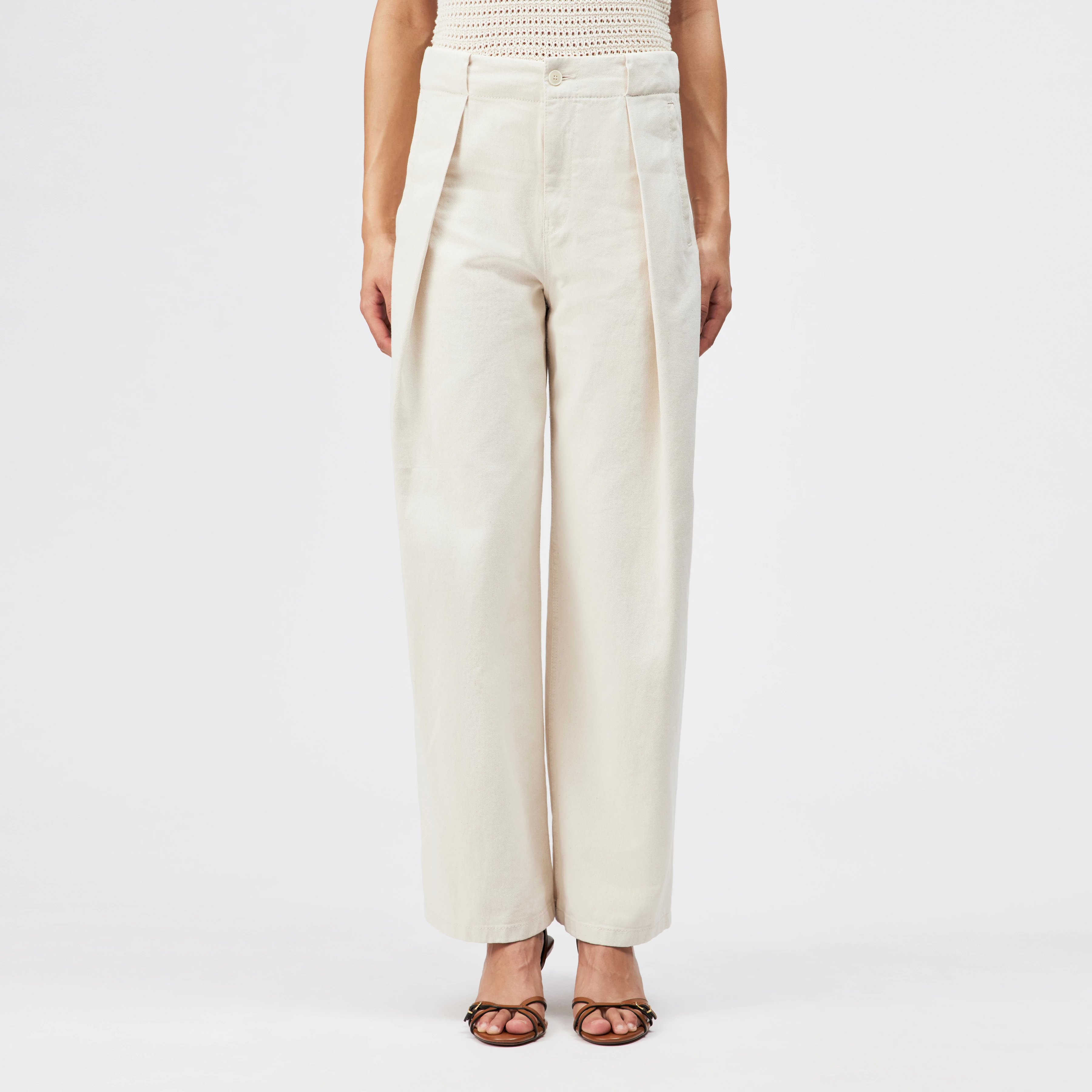THREW - Tailored trousers in pure cotton - women - metal - Frontansicht