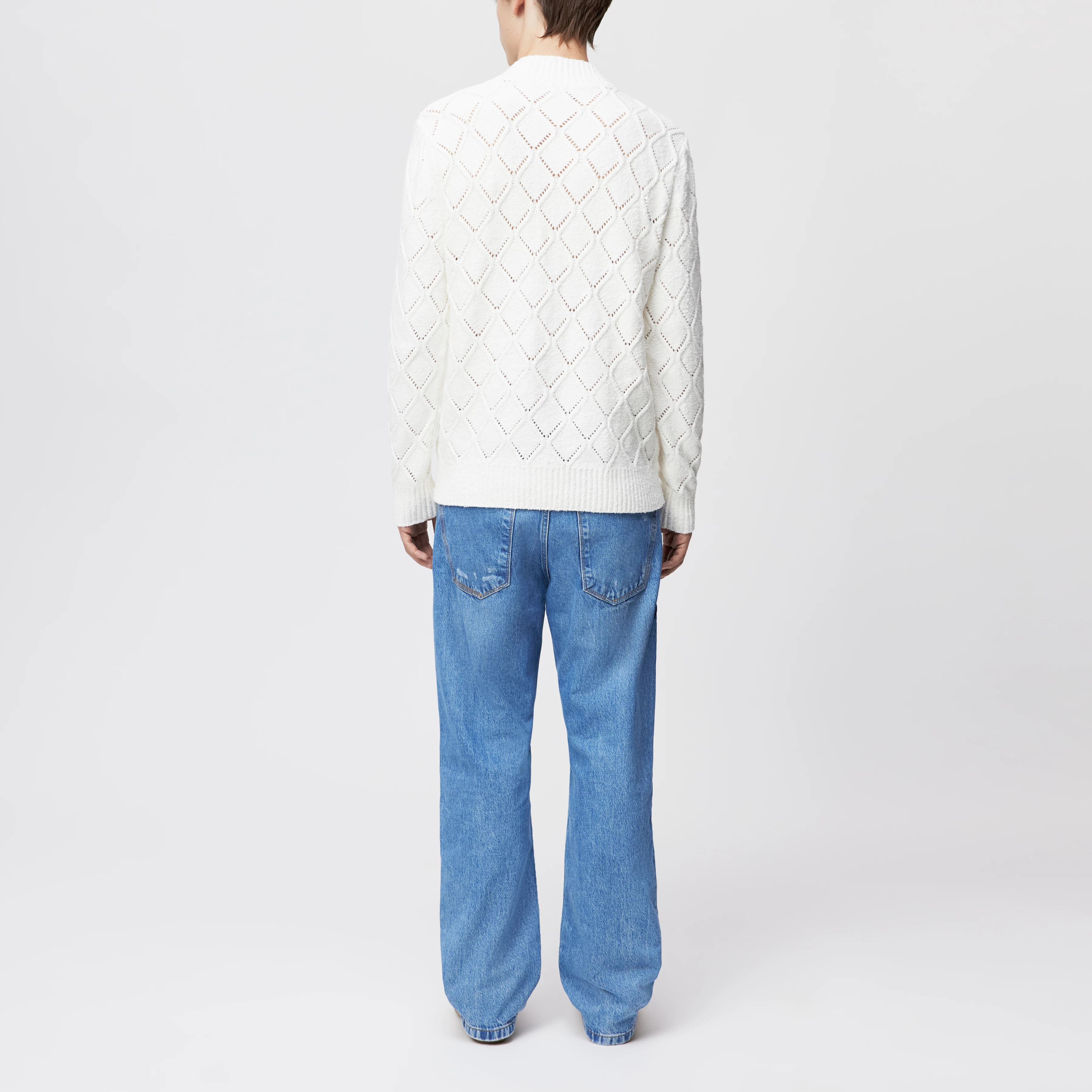 ZAYN - Stehkragenpullover in Baumwoll-Mix - Herren - off white - Rückansicht