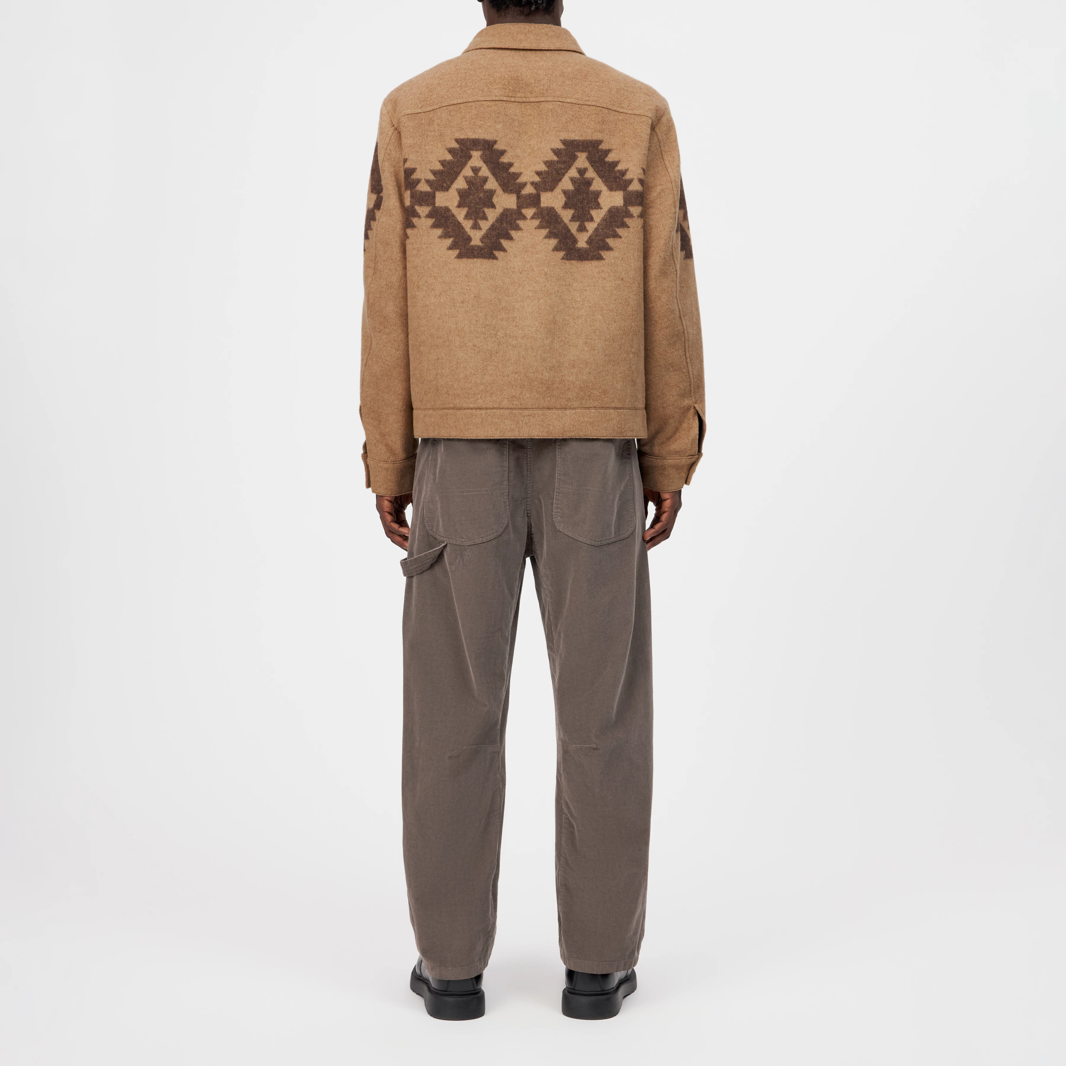 RIKKA_2 - Jacke in Woll-Mix mit Intarsia-Muster - Herren - braun - Rückansicht