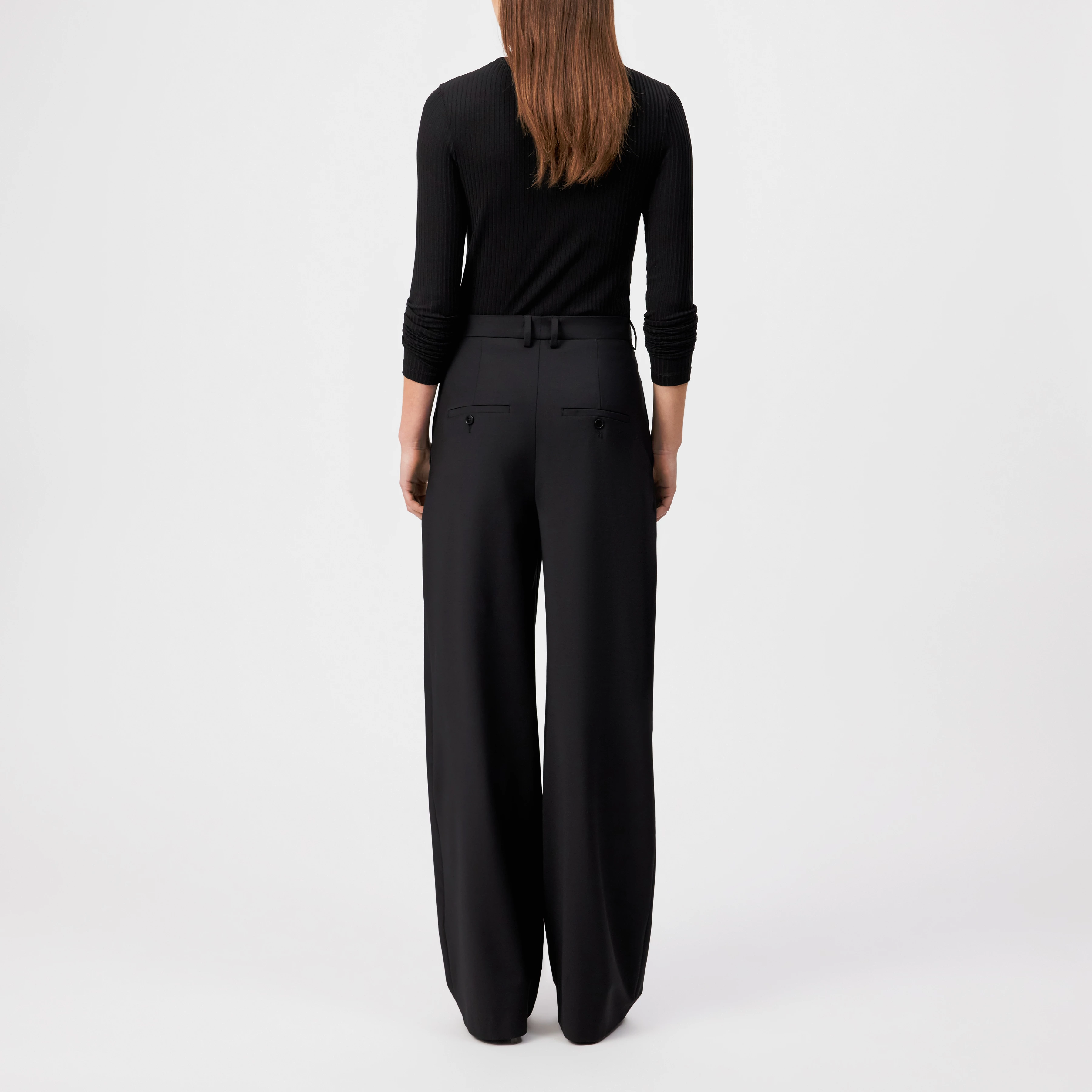 ELICIT - Wide pleated trousers in wool blend - women - black - Rückansicht