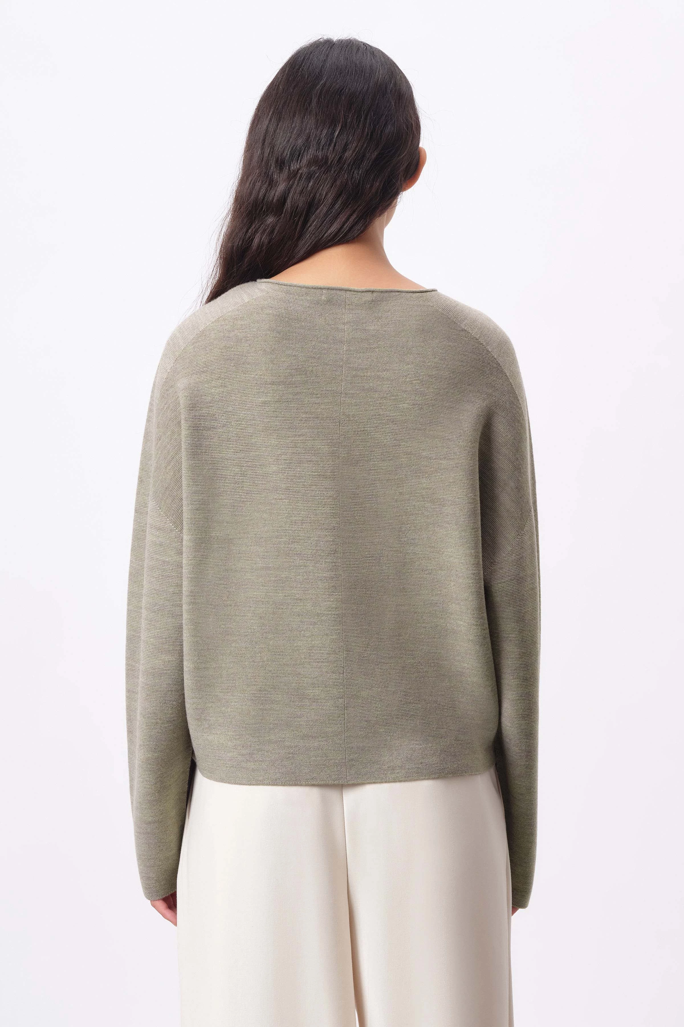 MEAMI - Cropped egg-shape jumper in merino wool - women - brown - Rückansicht